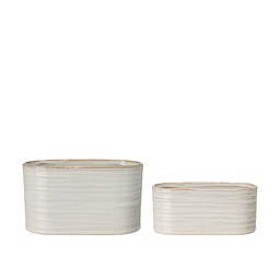 ELFRIDA Pot Oval S/2 Offwhite - Offwhite - 23x11x13 20x9x9c