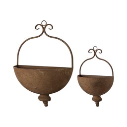 EMBLA Wall Pot S/2 Rust - Rust - 30x15x43, 23x12x38cm