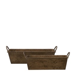 EMBLA Planter S/2 Rust - Rust - 39x13x10+3 cm