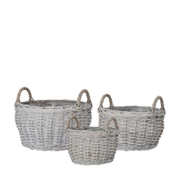 MINNA Korg Rund 3/S Grå - Grå - 30x17 25x15 20x13cm