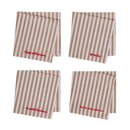 NOELLE Napkin Beige/White - Beige/White - 40x40cm