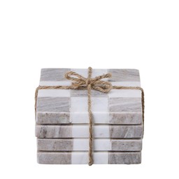 MIRELLE Glasunderlägg Vit/Beige - Vit/Beige - 10x10x1cm