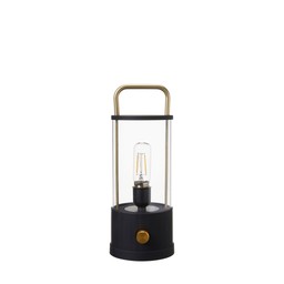 LED Lantern Black/Gold - Black/Gold - 11x27cm