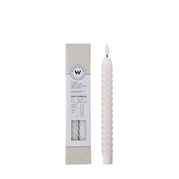 LED Candle Swirl 2 pcs White - White - 2,2x24cm