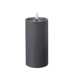 LED Pillar Candle Outside Grey - Grey - 8x15cm