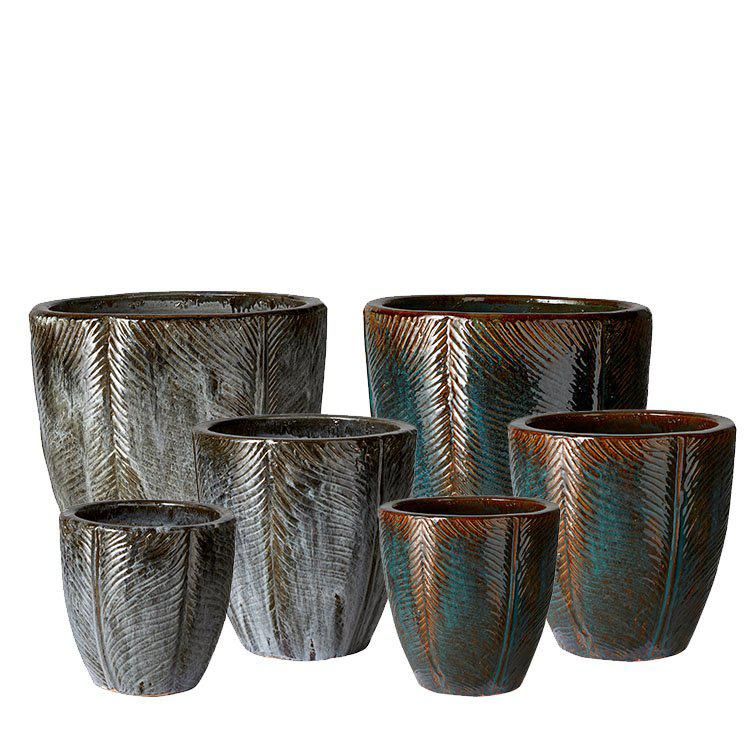 Maryam Pot S/3 Mixed Black/Turquise - Mixed Black/Turquise - 33x34 43x44 55x57cm