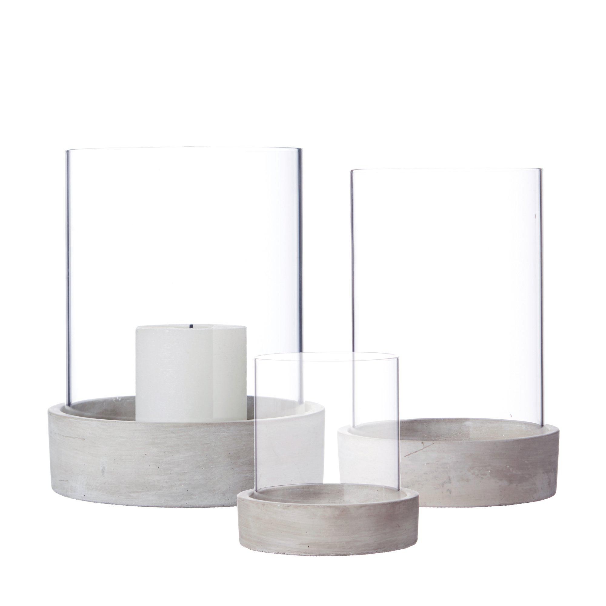 SIRI Tray w Storm glass S/3 Grey, Clear - Grey, Clear - 17x21 13x20 10x10cm