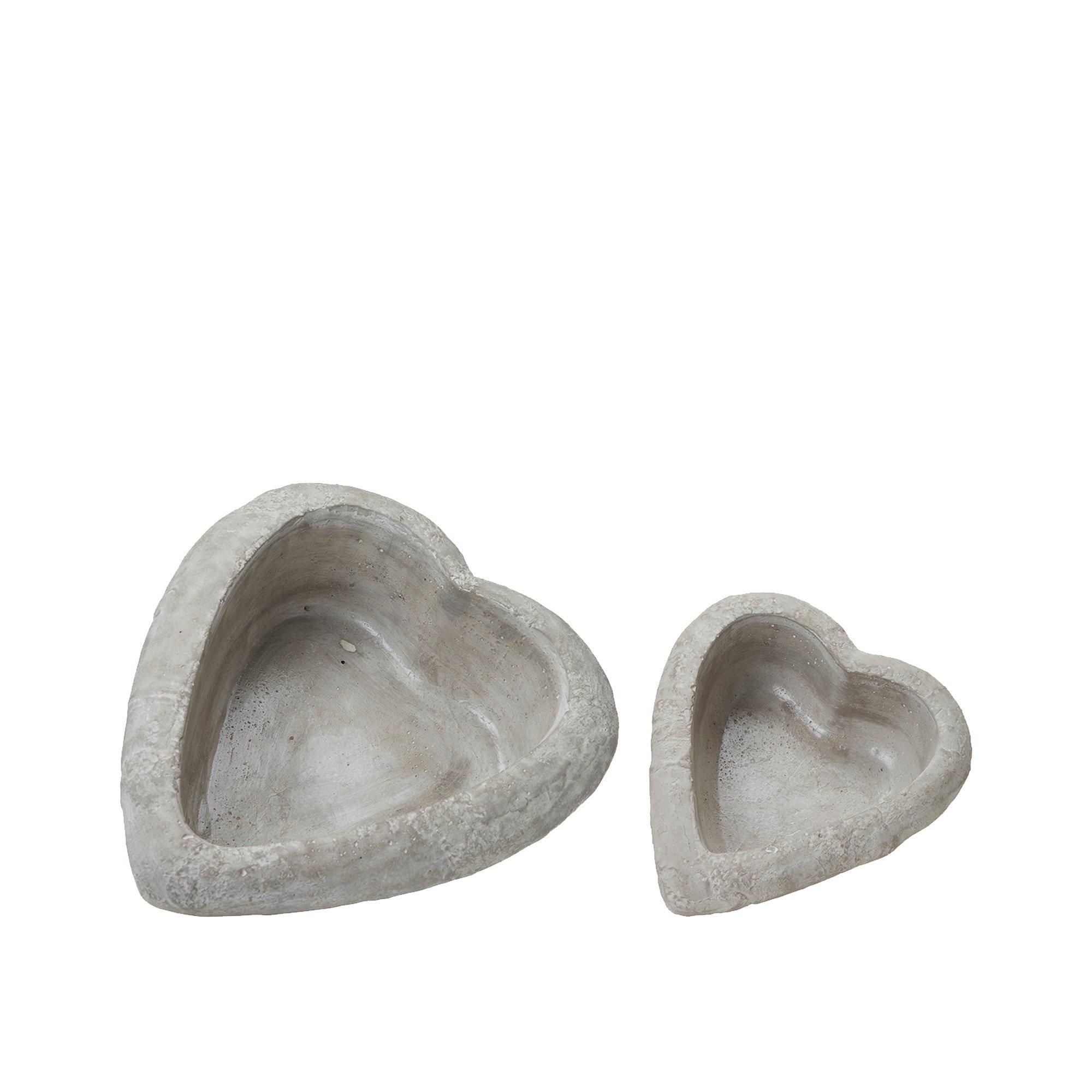 HEART Planter S/2 Grey - Grey - 26x32x10, 18x21x8cm