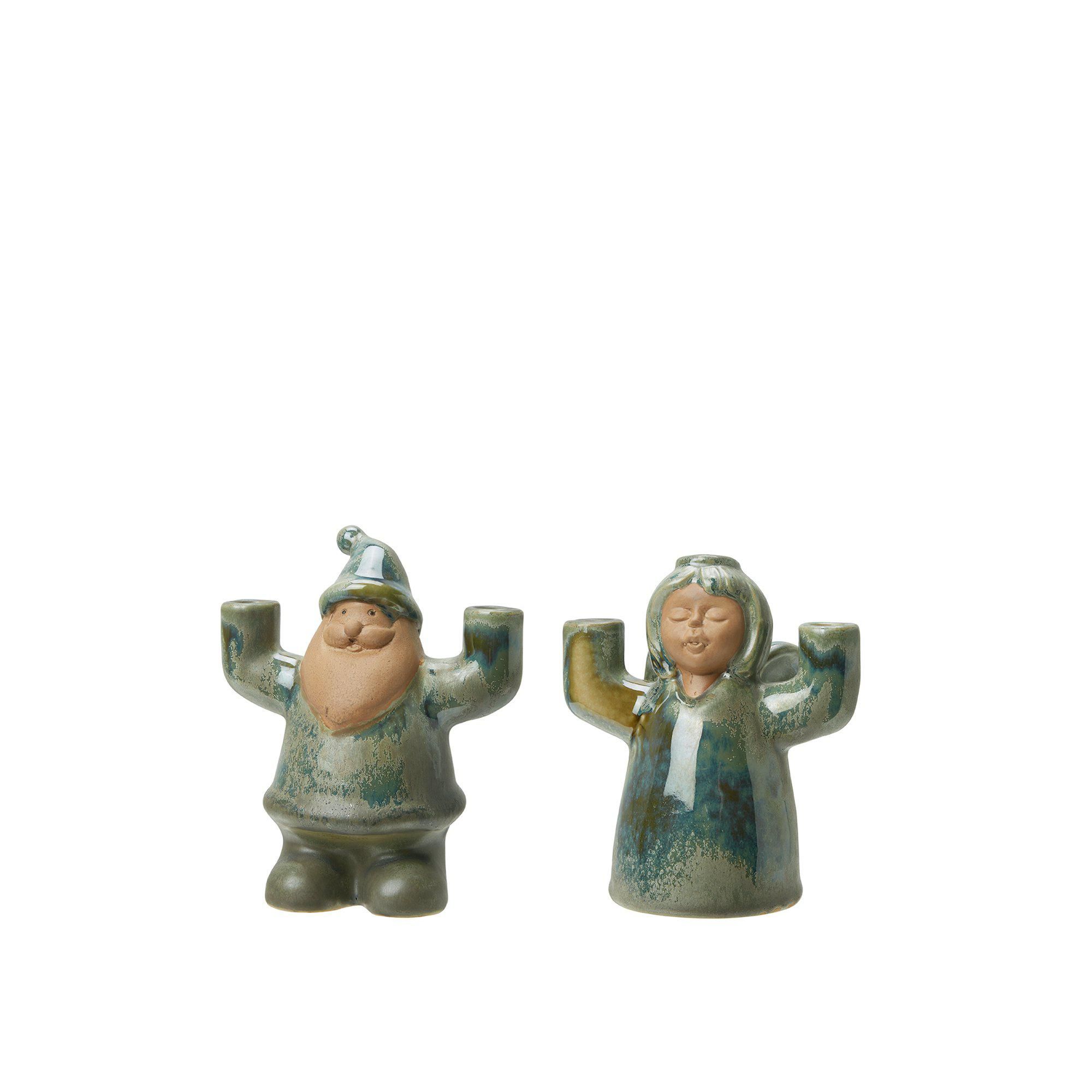 CHRISTMAS Mix w candleholder Green Melange - Green Melange - 12x15, 12x13cm