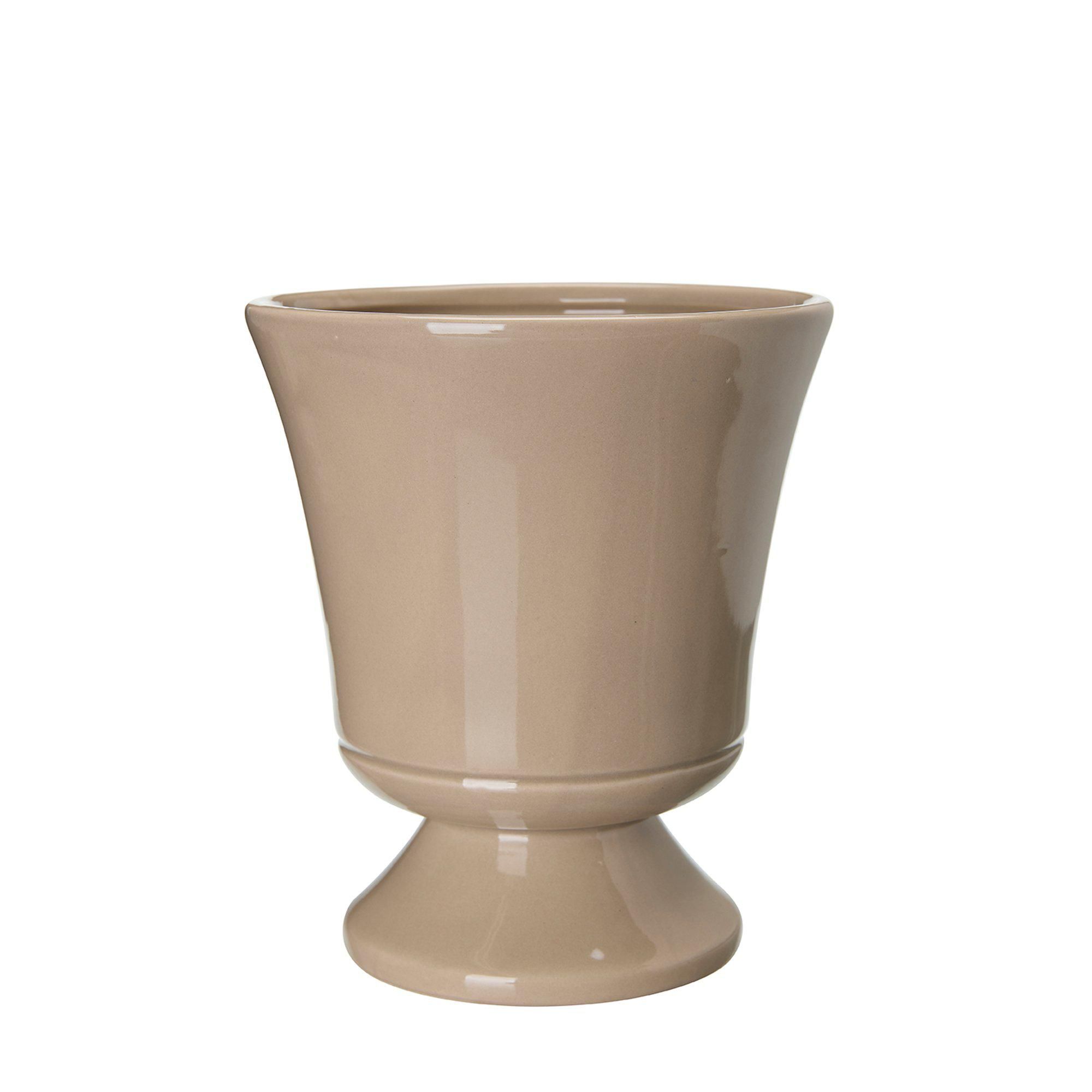 MERYL Pot w foot Linen - Linen - 16x19cm