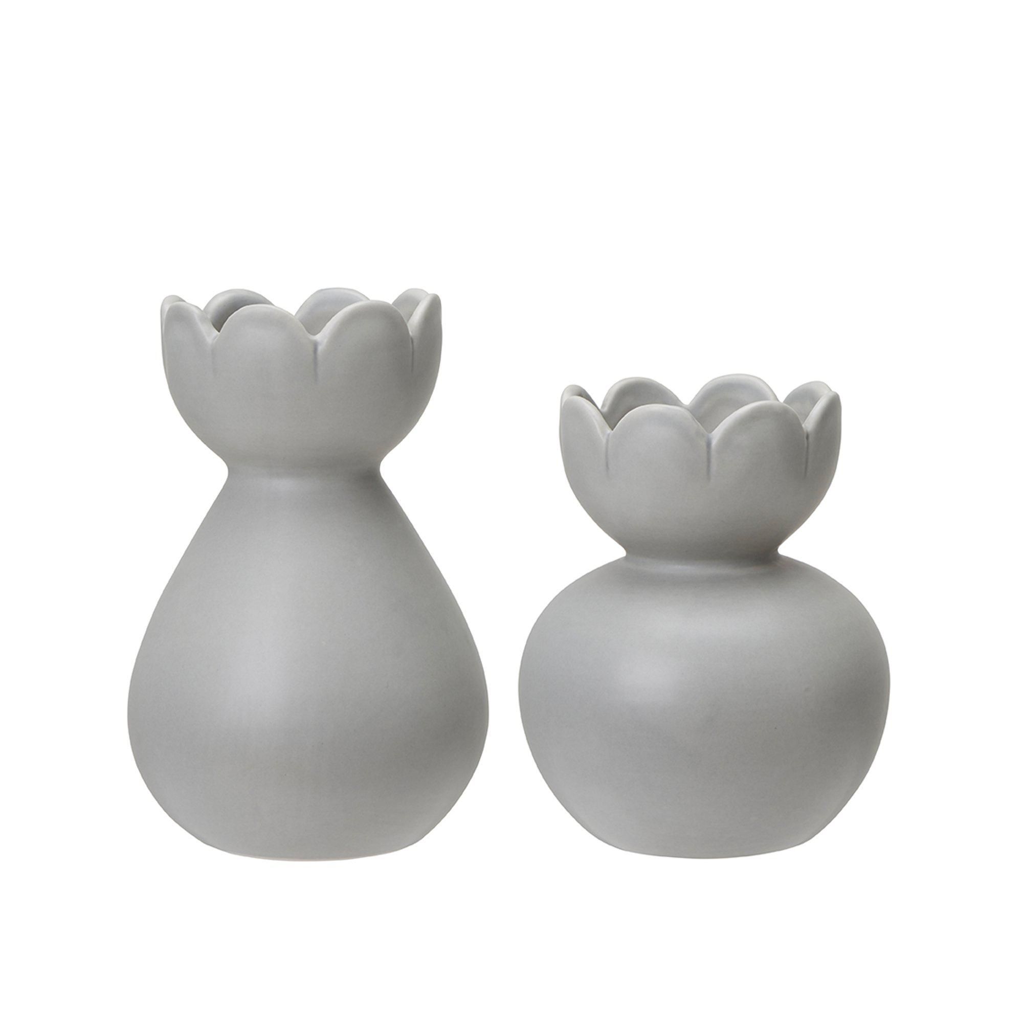ALANNA Hyacinth vase S/2 Light Grey Matt - Light Grey Matt - 11x16 11x13cm