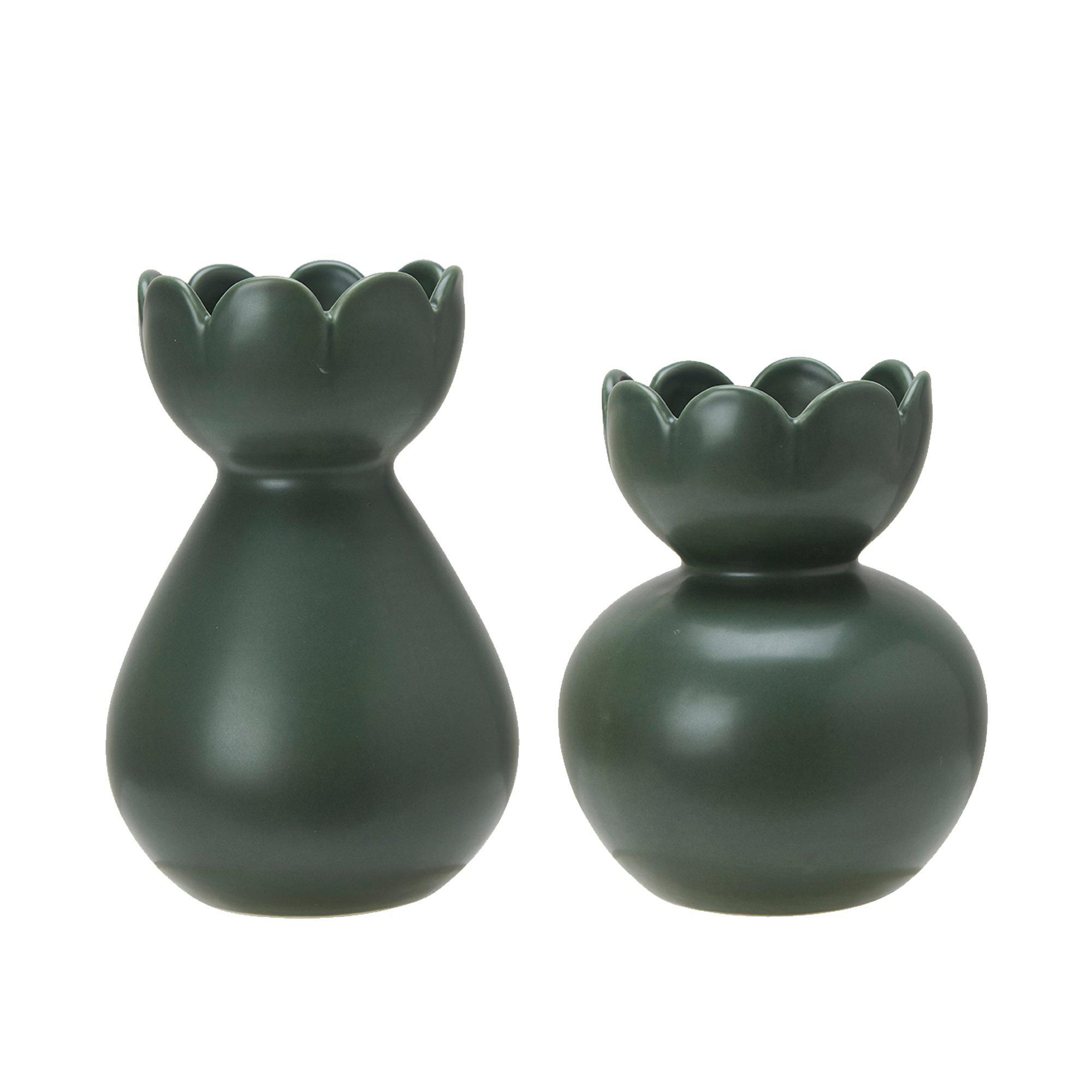 ALANNA Vase S/2 Green Matt - Green Matt - 11x16 11x13cm