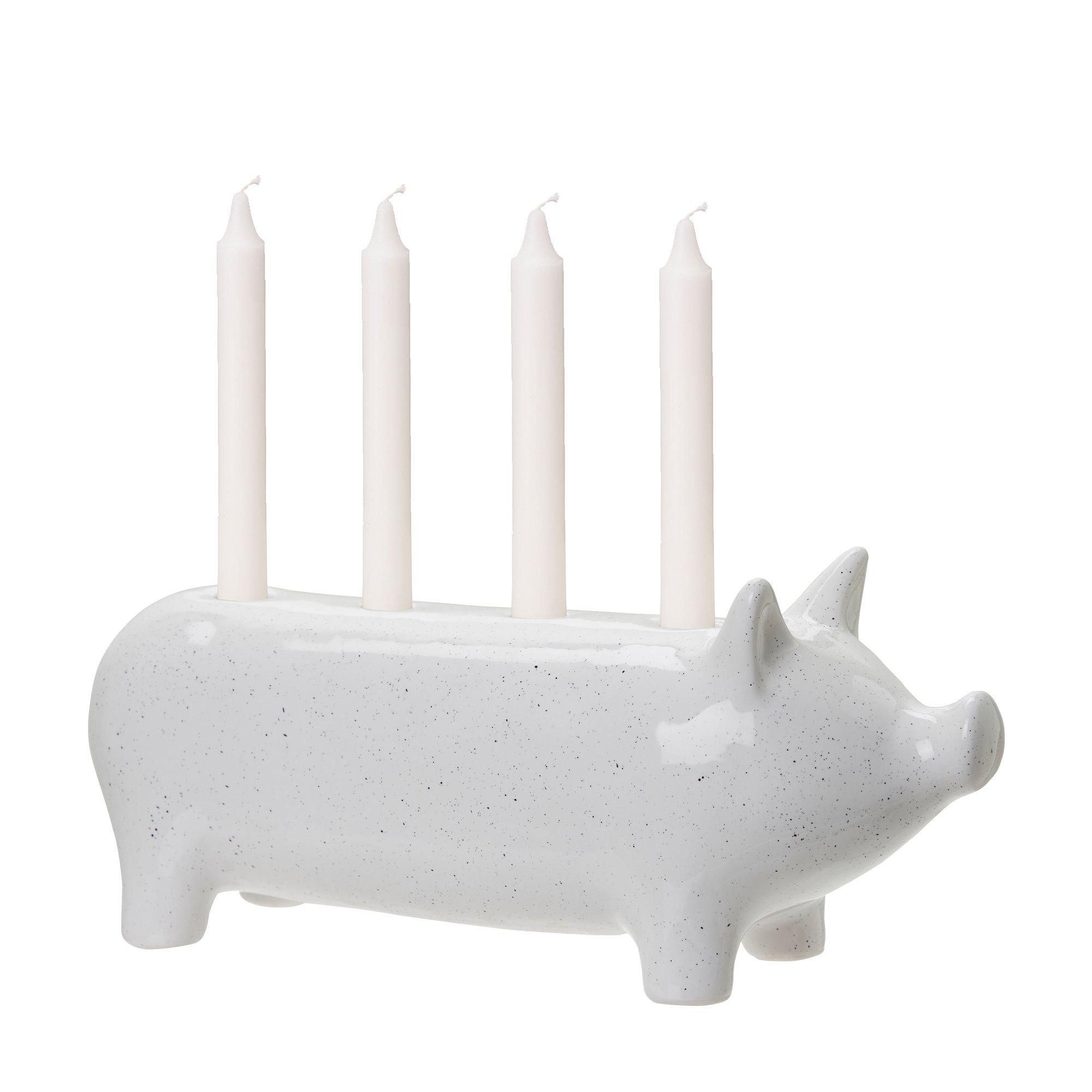 KIM Candle Holder Pig White Melange - White Melange - 40x11x16cm