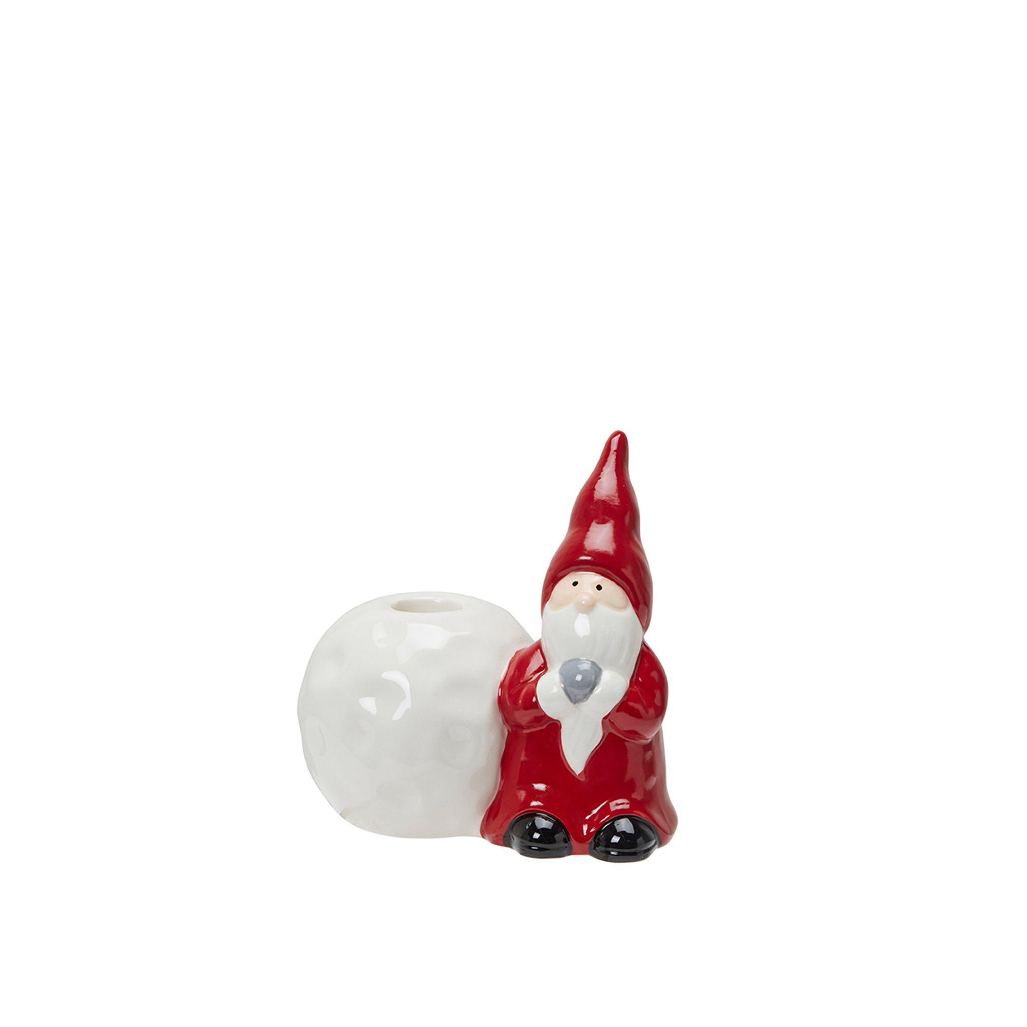 BORIS Santa w candleholder White/Red - White/Red - 12x8x12cm
