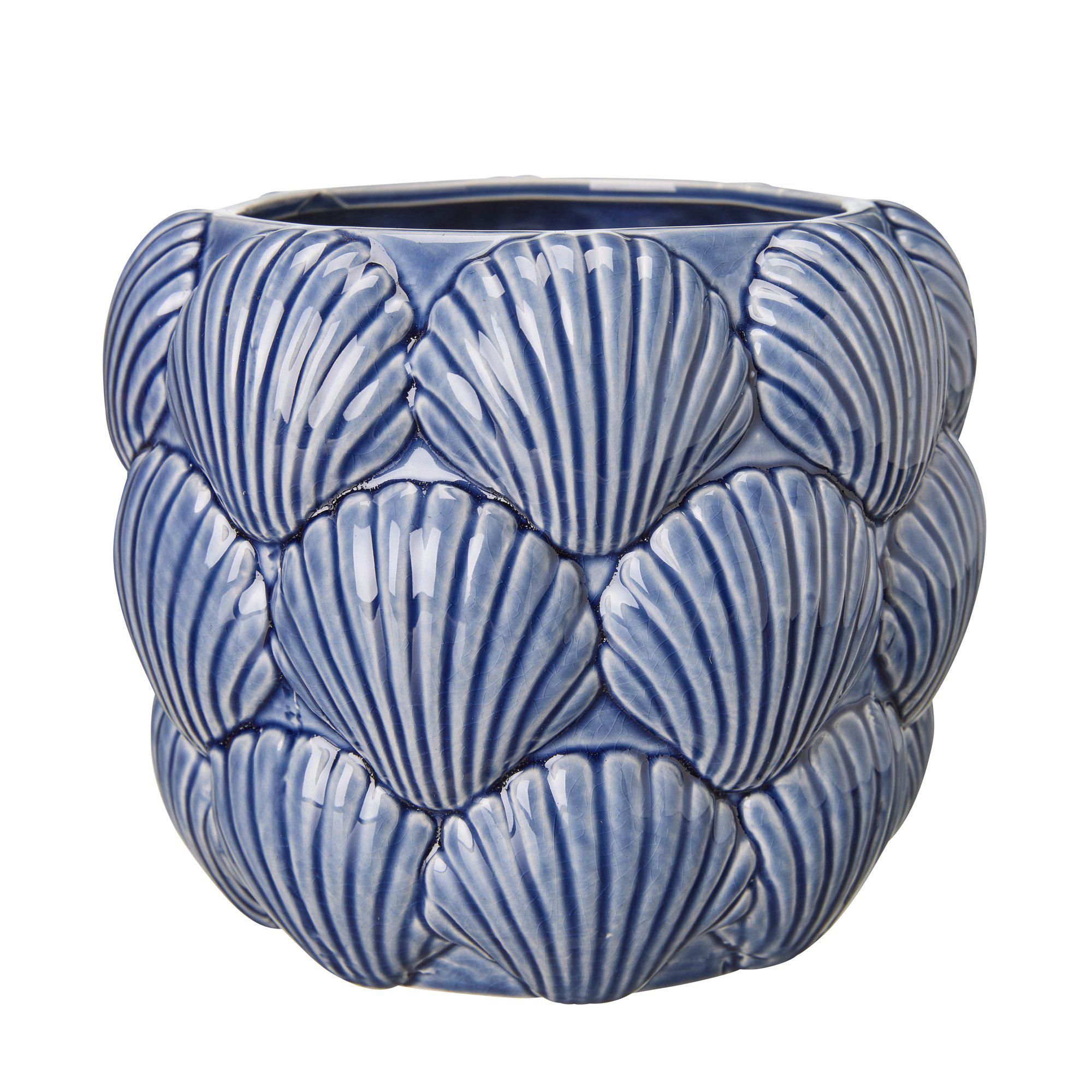GALIA Shell Pot Blue - Blue - 18x16cm