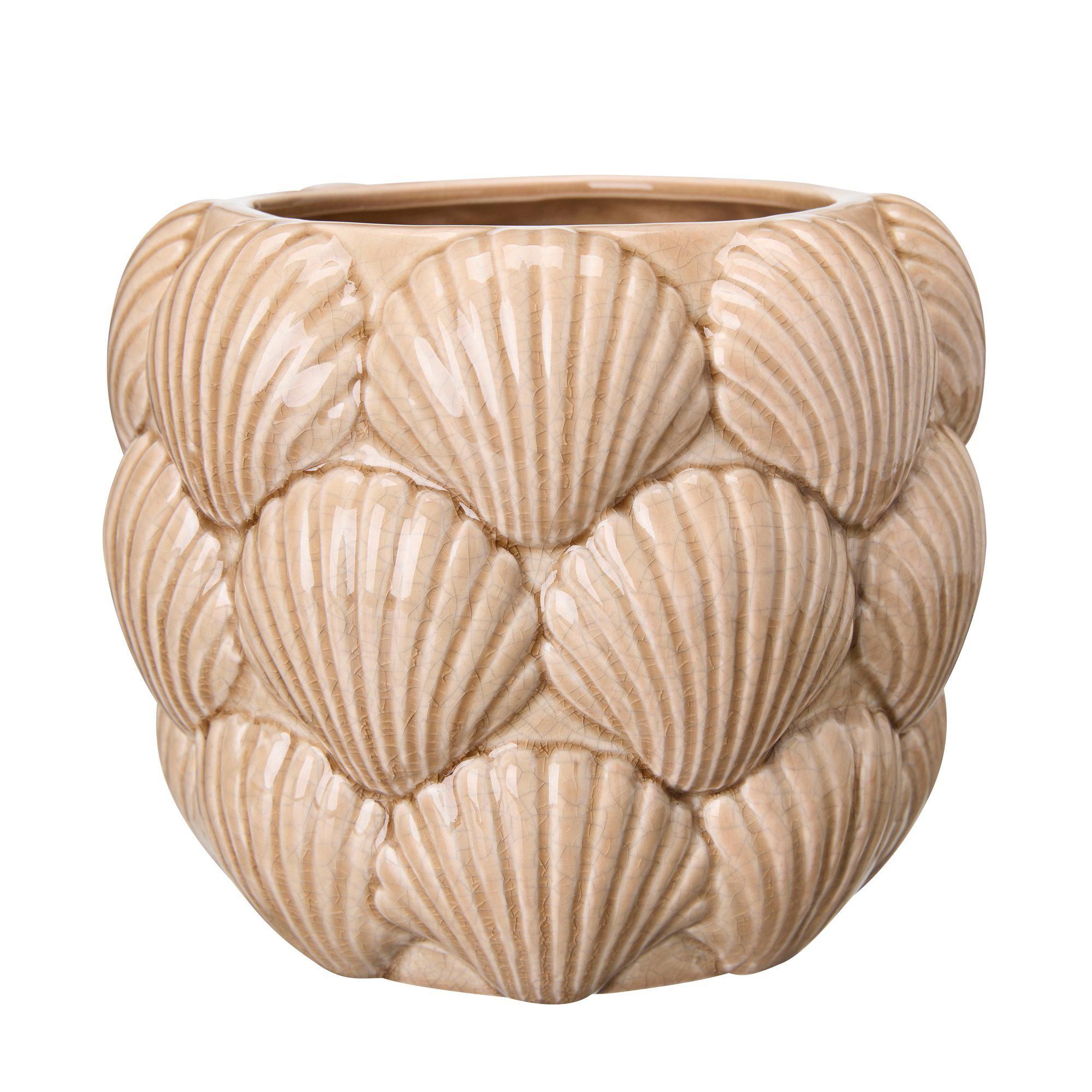 GALIA Shell Pot Brown - Brown - 18x16cm