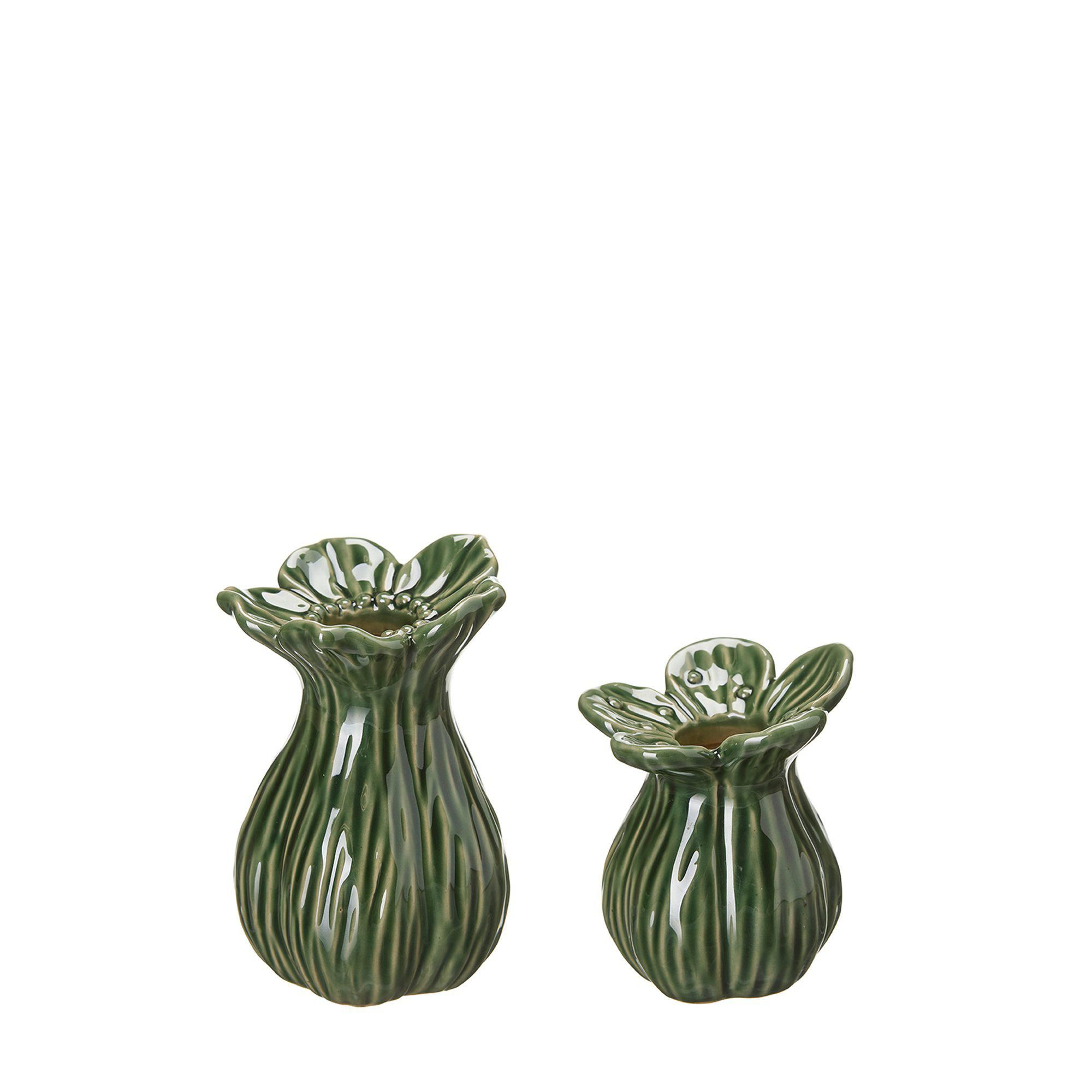 INGRID Vase S/2 Green - Green - 7x11 7x8cm