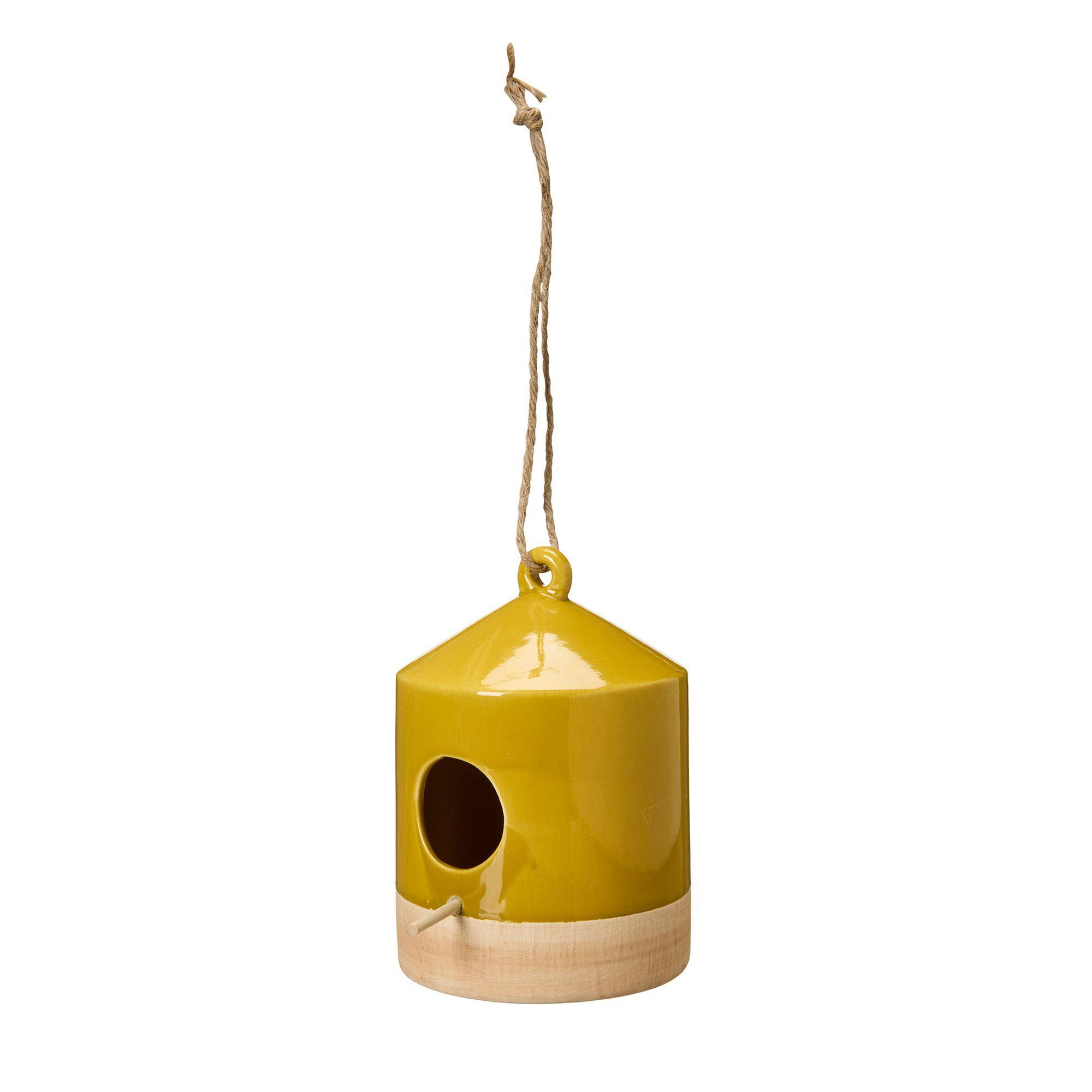 LOLA Bird House Yellow/Natural - Yellow/Natural - 13x18+20cm