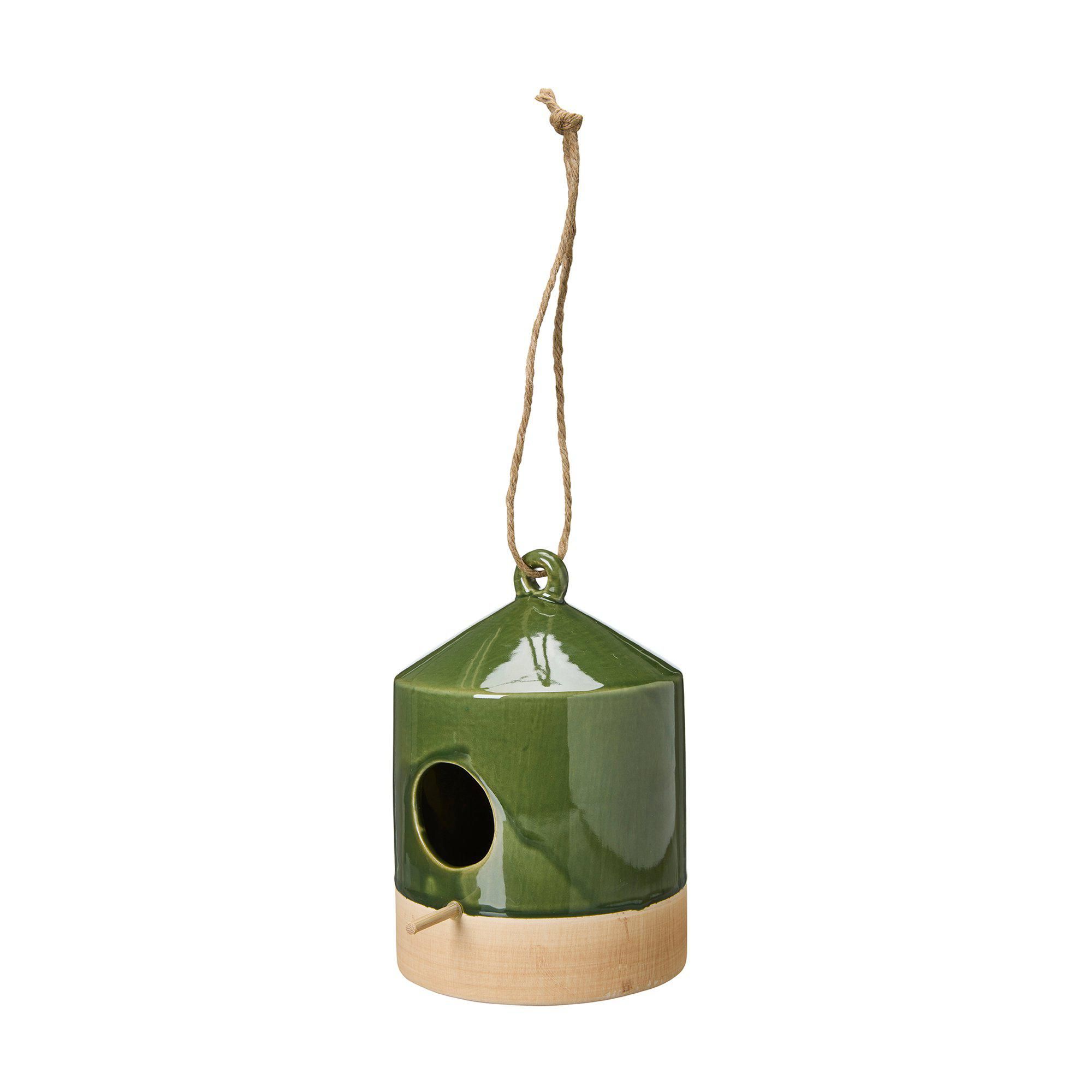 LOLA Bird House Green/Natural - Green/Natural - 13x18+20cm