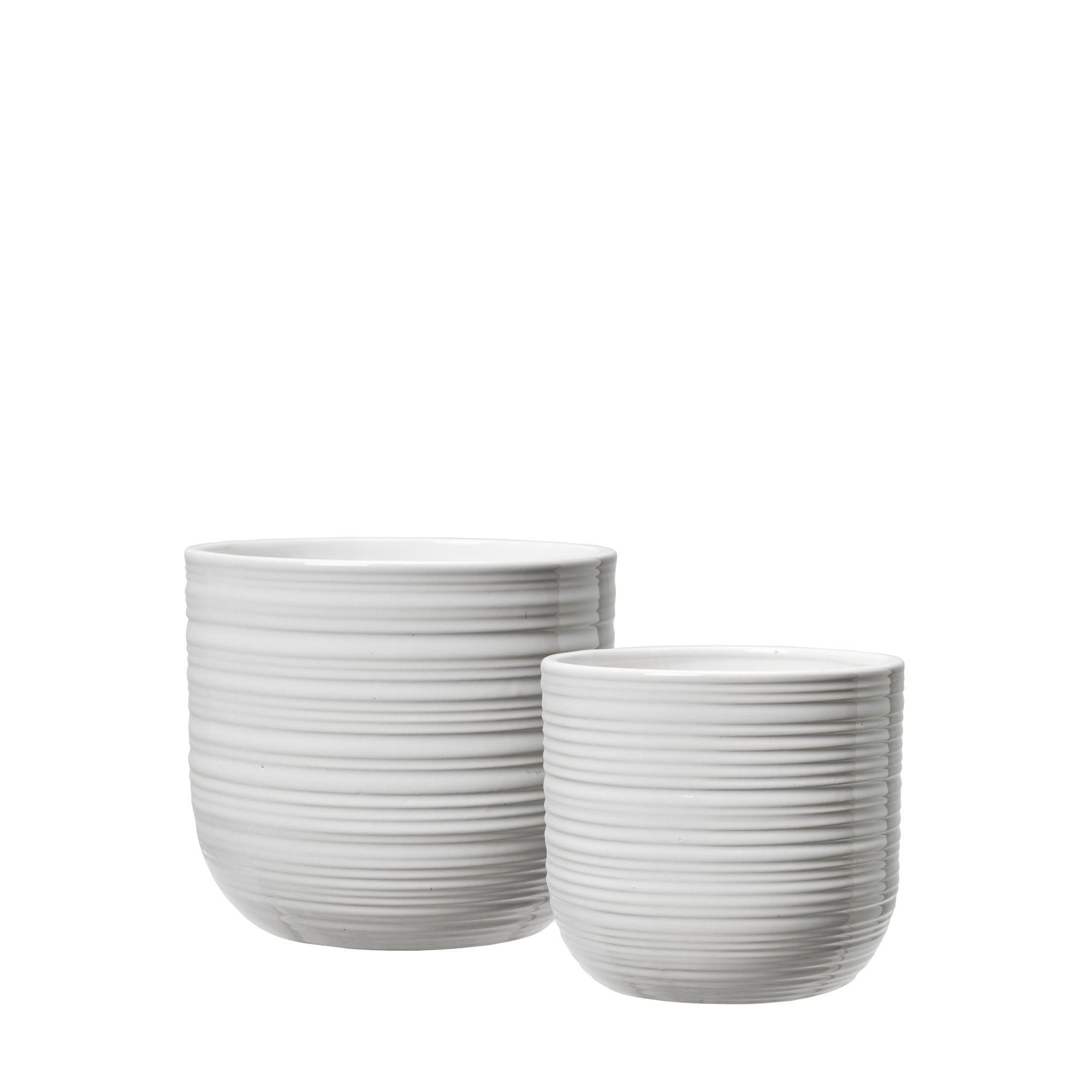 ADDISON Pot S/2 White - White - 14x13, 12x11cm