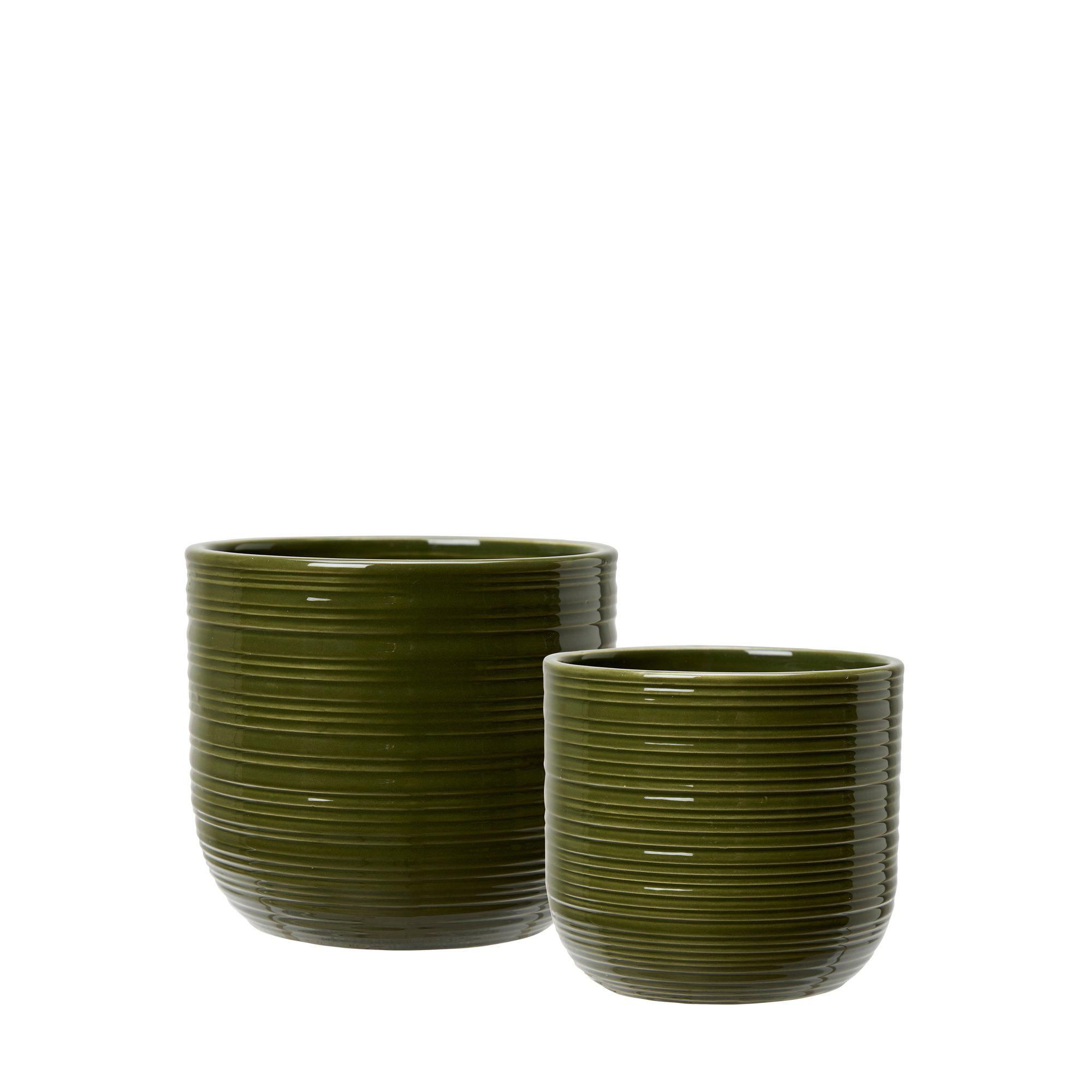 ADDISON Pot S/2 Green - Green - 14x13, 12x11cm
