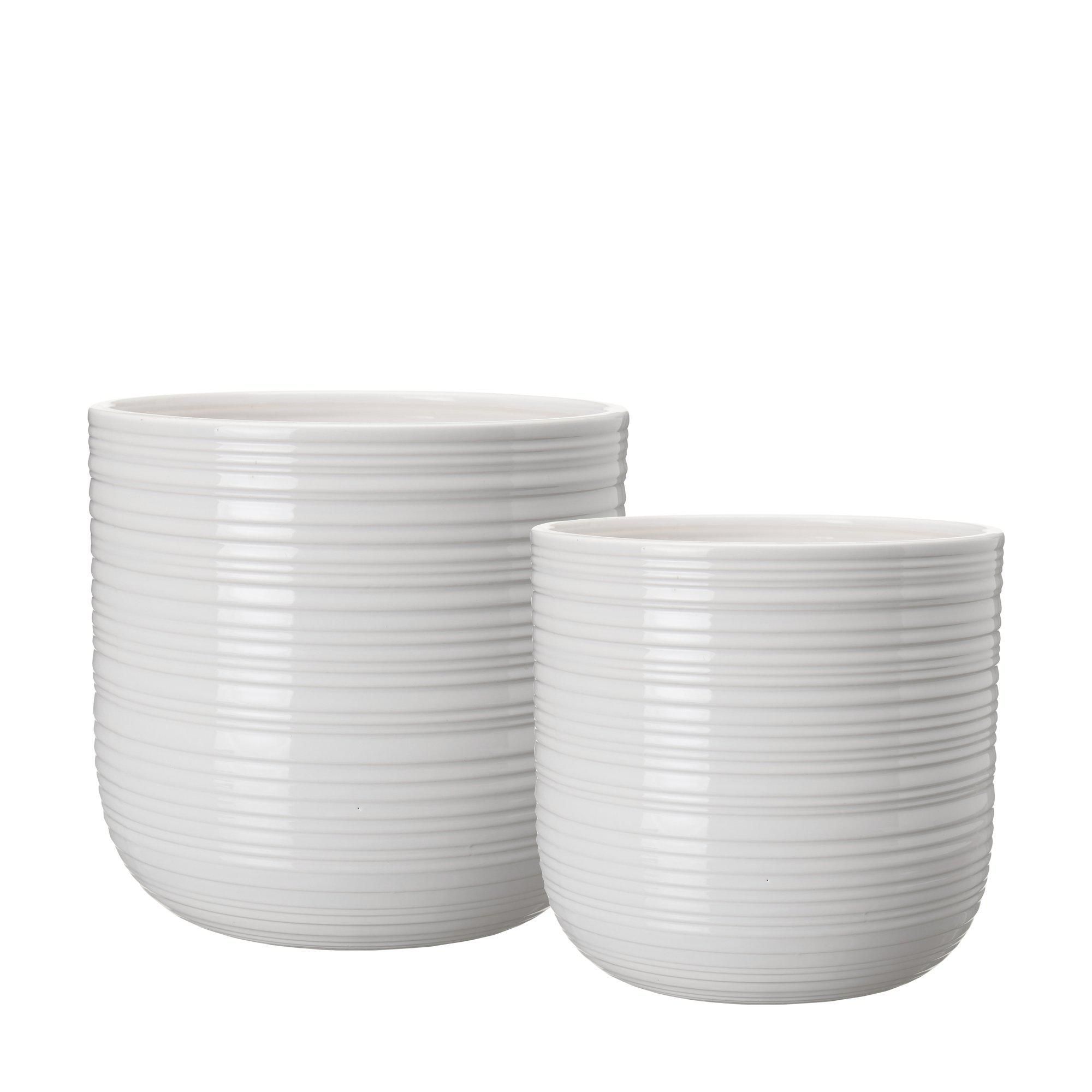 ADDISON Pot S/2 White - White - 20x19 17x17cm