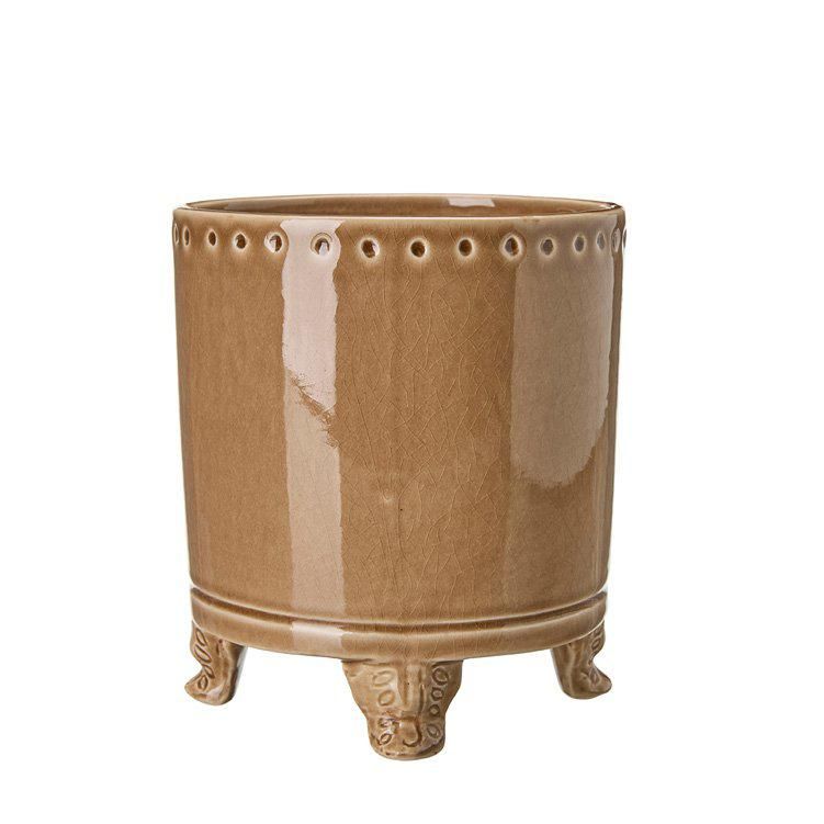 BL Pot w foot Brown Melange - Brown Melange - 16x18cm