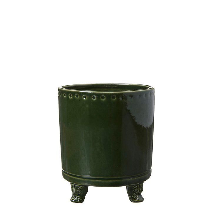 BL Pot w foot Green Melange - Green Melange - 12x13,5cm