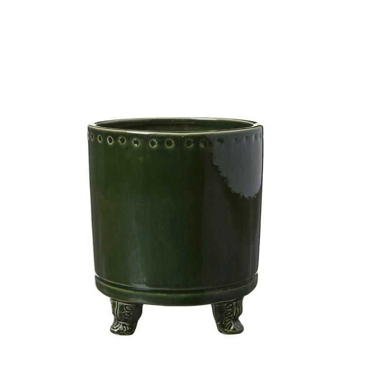 BL Pot w foot Green Melange - Green Melange - 13x15cm