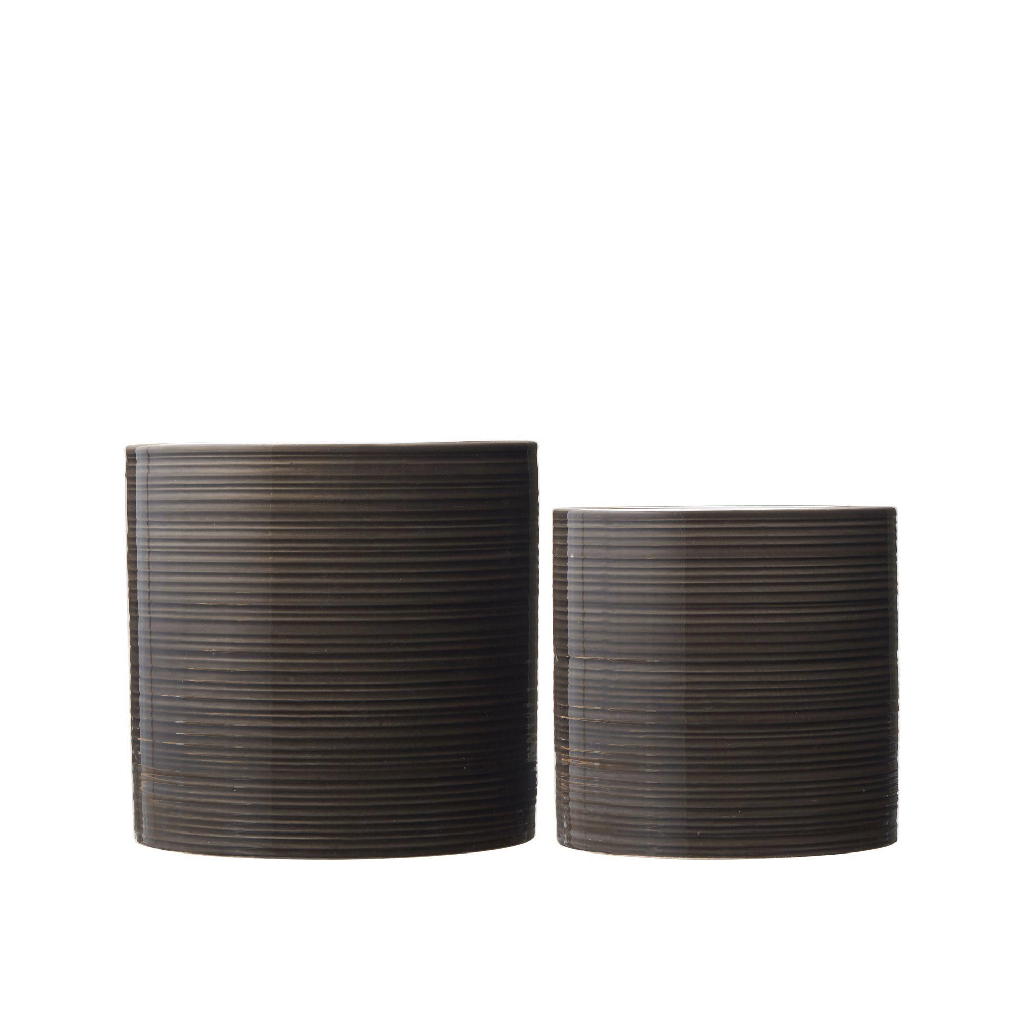 SIMONA Pot S/2 Black - Black - 21x20 19x18cm
