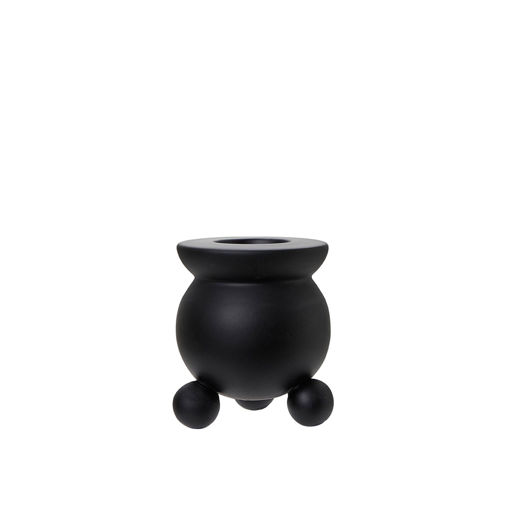 ANYA Candle Holder Black Matt - Black Matt - 9x11cm