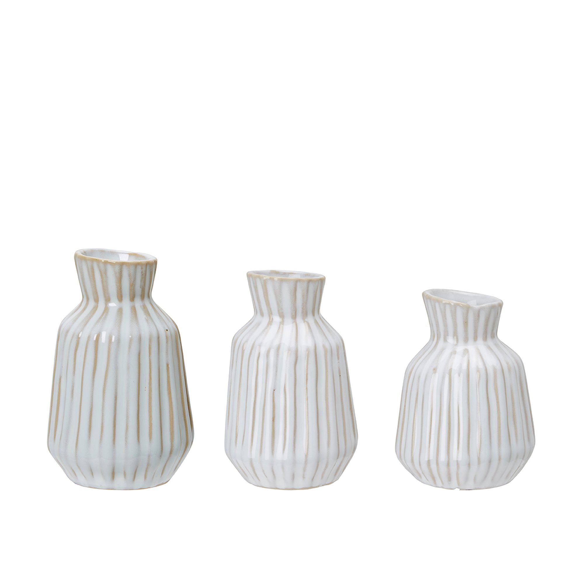 FLEUR Mini Vase Mix White Melange - White Melange - 7x11, 6x10, 7x9 cm