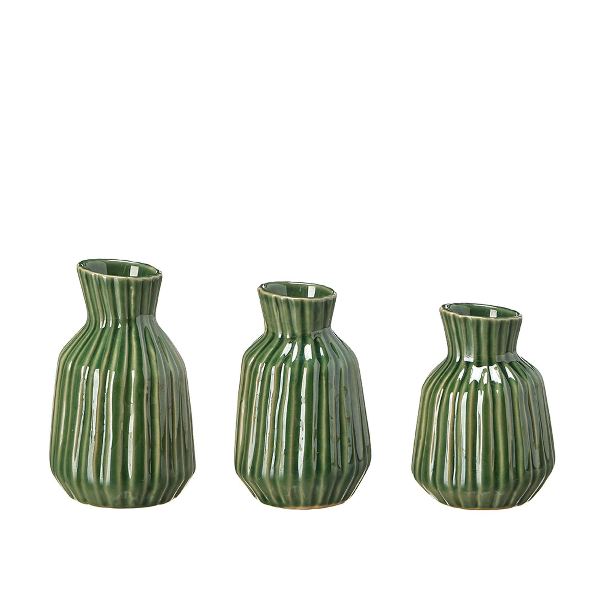 FLEUR Mini Vase Mix Green Melange - Green Melange - 7x11, 6x10, 7x9 cm
