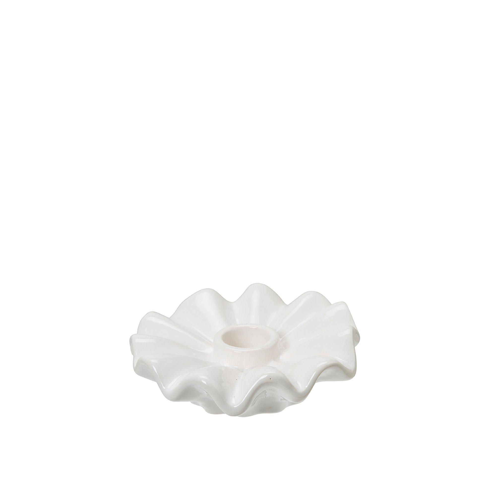 EVELINA Candle Holder White - White - 12x3cm