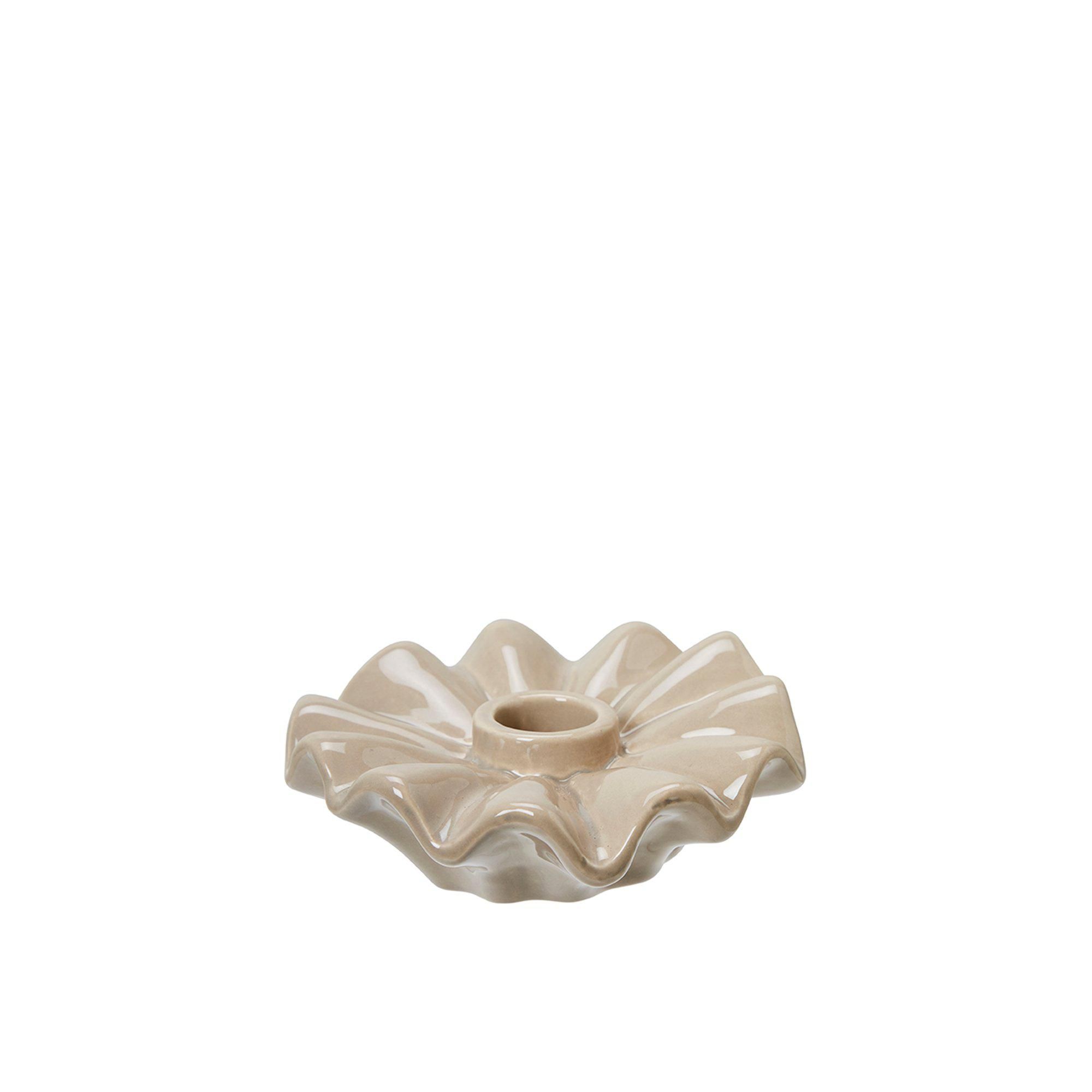 EVELINA Candle Holder Beige - Beige - 12x3cm