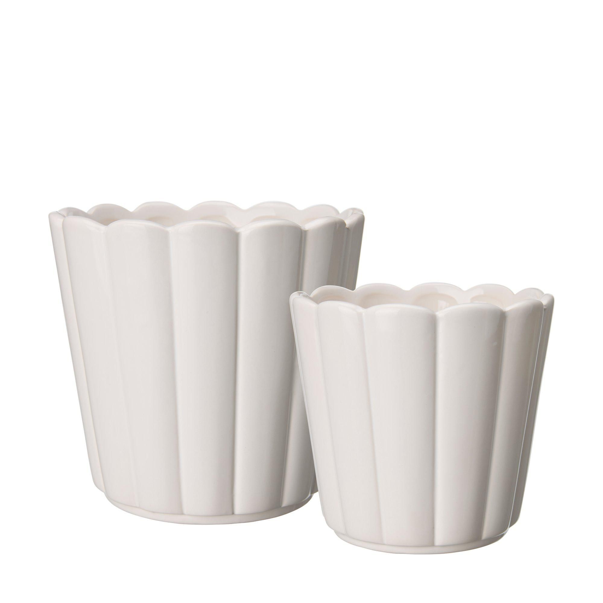 EDNA Pot S/2 White - White - 17x15 14x13cm