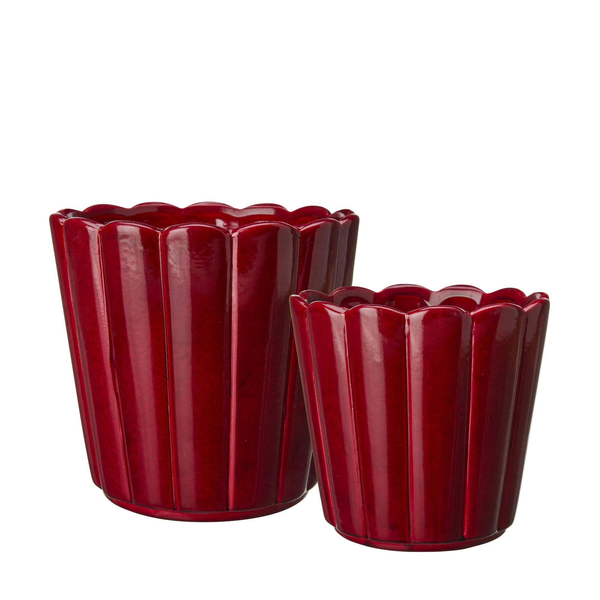 EDNA Pot S/2 Red - Red - 17x15 14x13cm