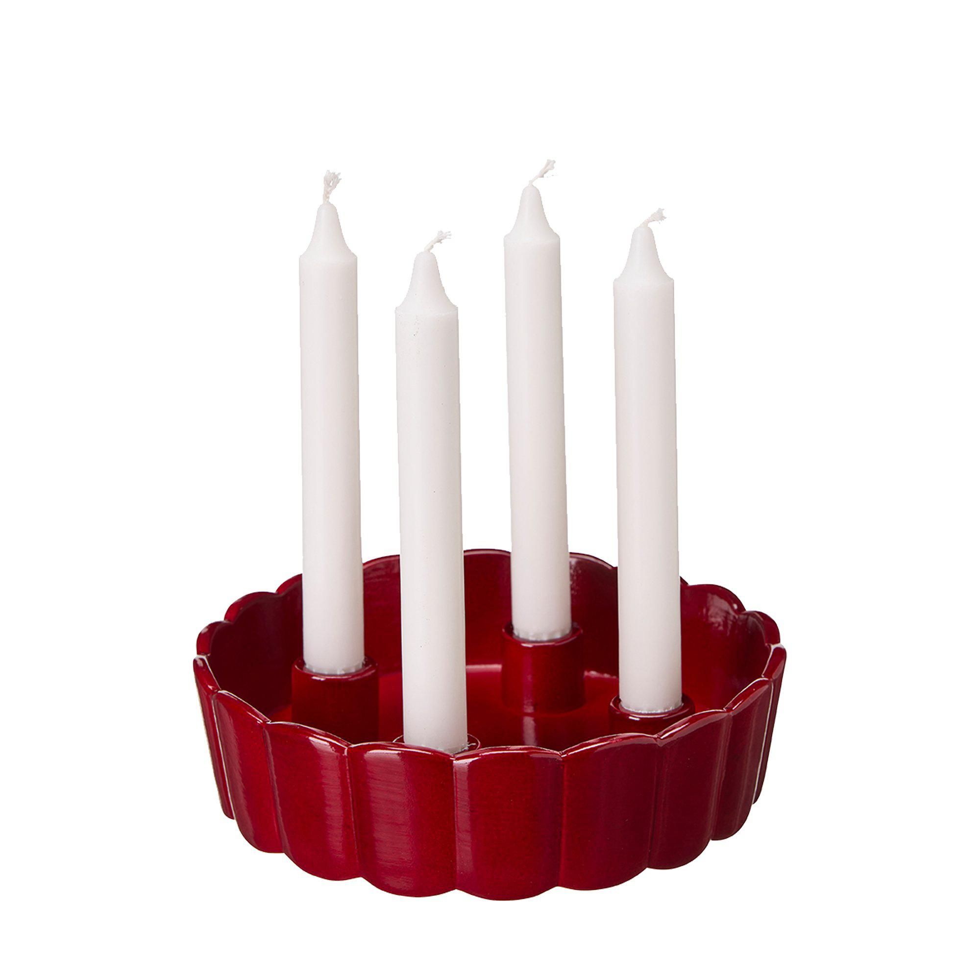 EDNA Candle Holder Red - Red - 22x6cm
