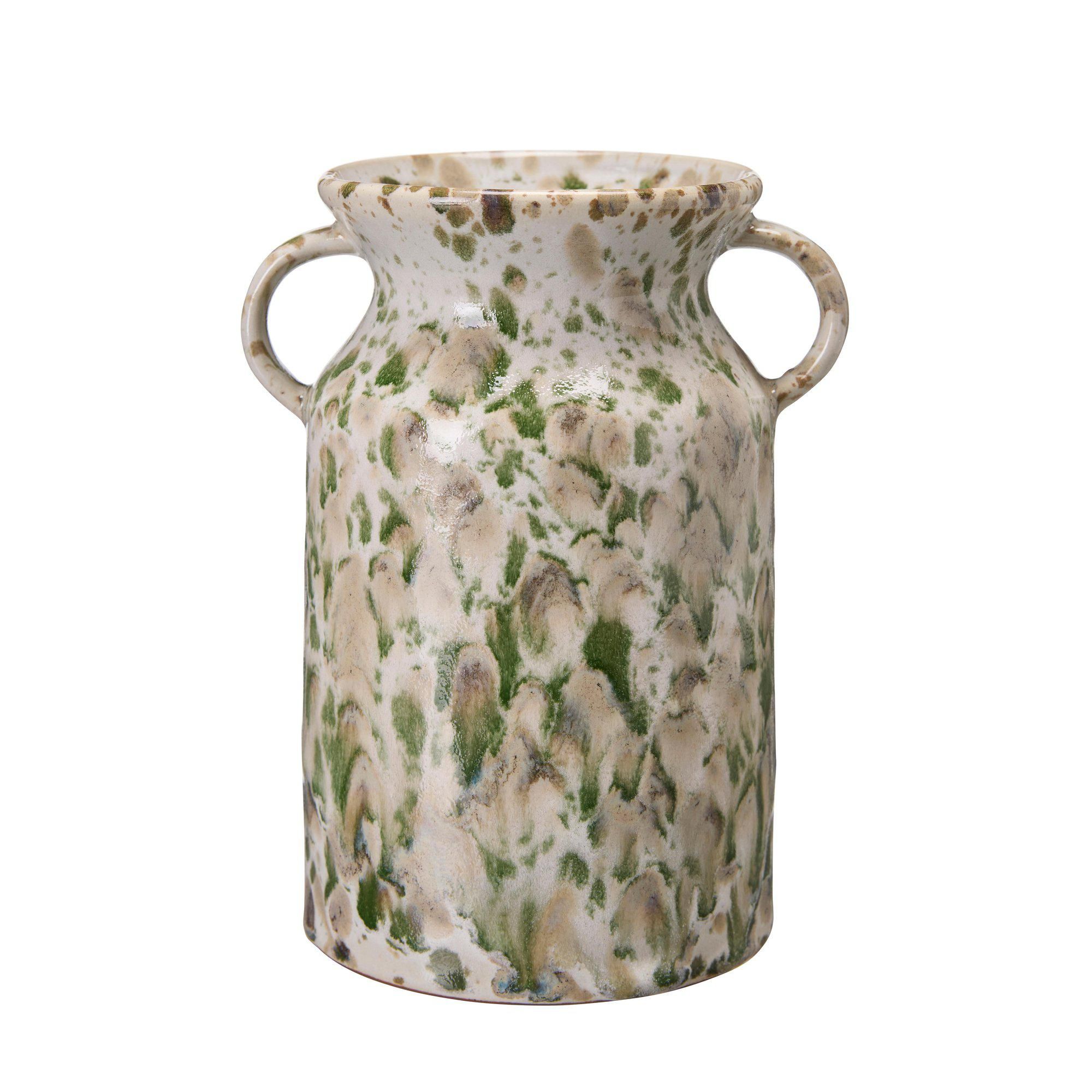 AMANDA Vase Offwhite/Green Melange - Offwhite/Green Melange - 15x11x19cm