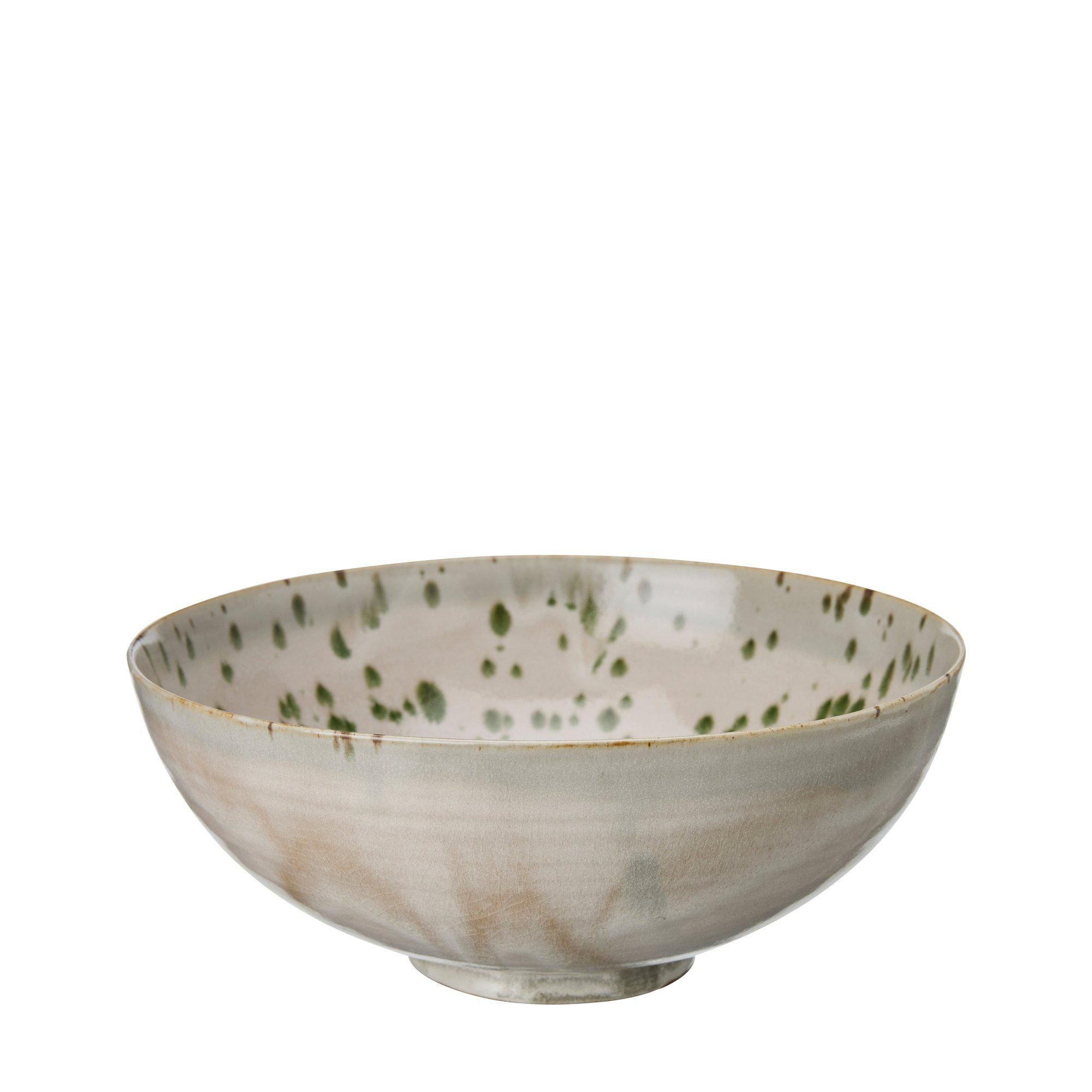 AMANDA Bowl Offwhite/Green Melange - Offwhite/Green Melange - 26x11cm