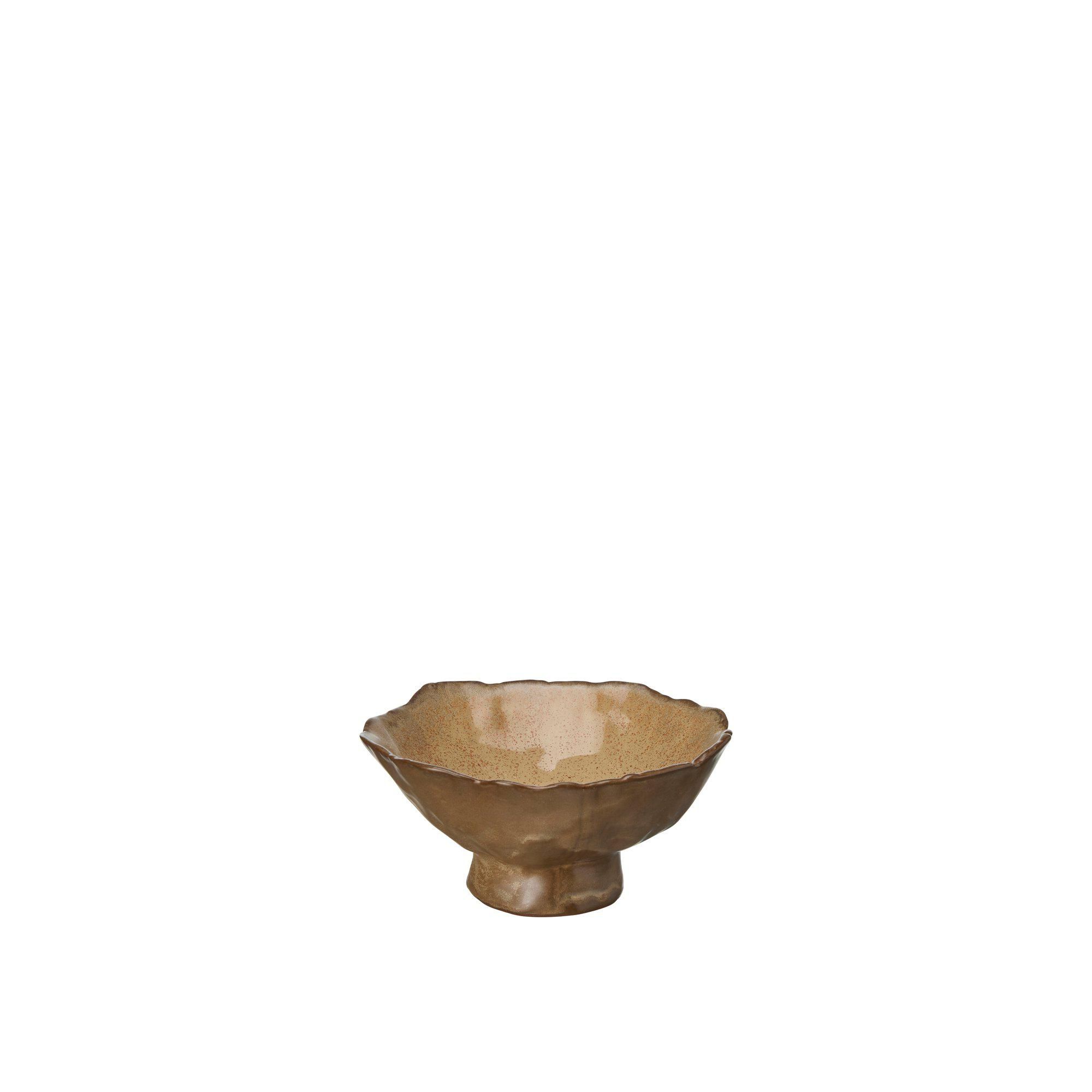 MANDA Skål p fot Brunmelerad - Brunmelerad - 16x8cm