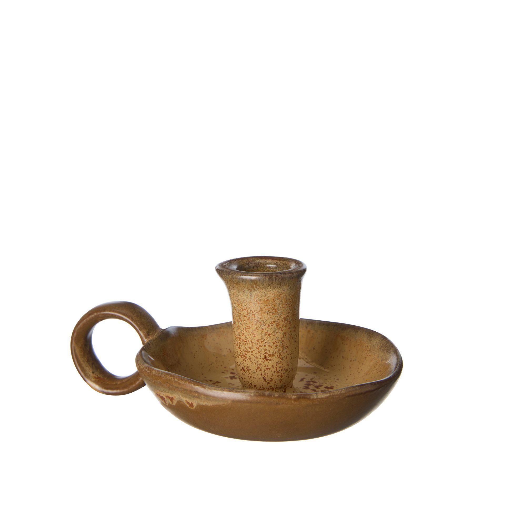 MANDA Ljusstake Brunmelerad - Brunmelerad - 14x11x6cm