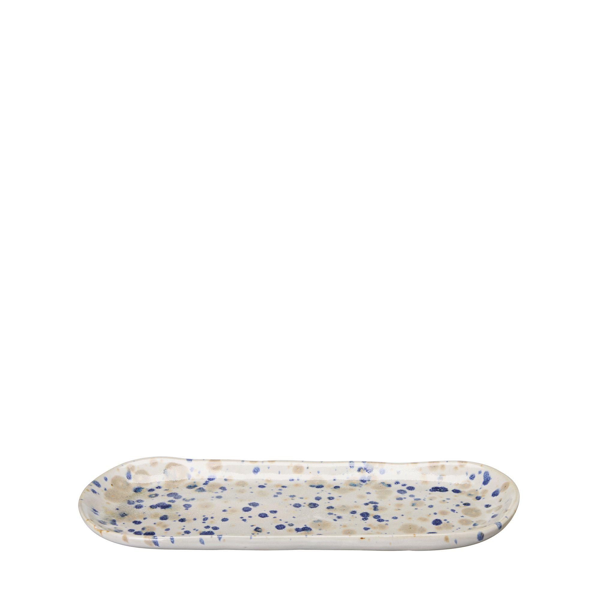 AMANDA Plate Offwhite/Blue Melang - Offwhite/Blue Melang - 29x12x3cm
