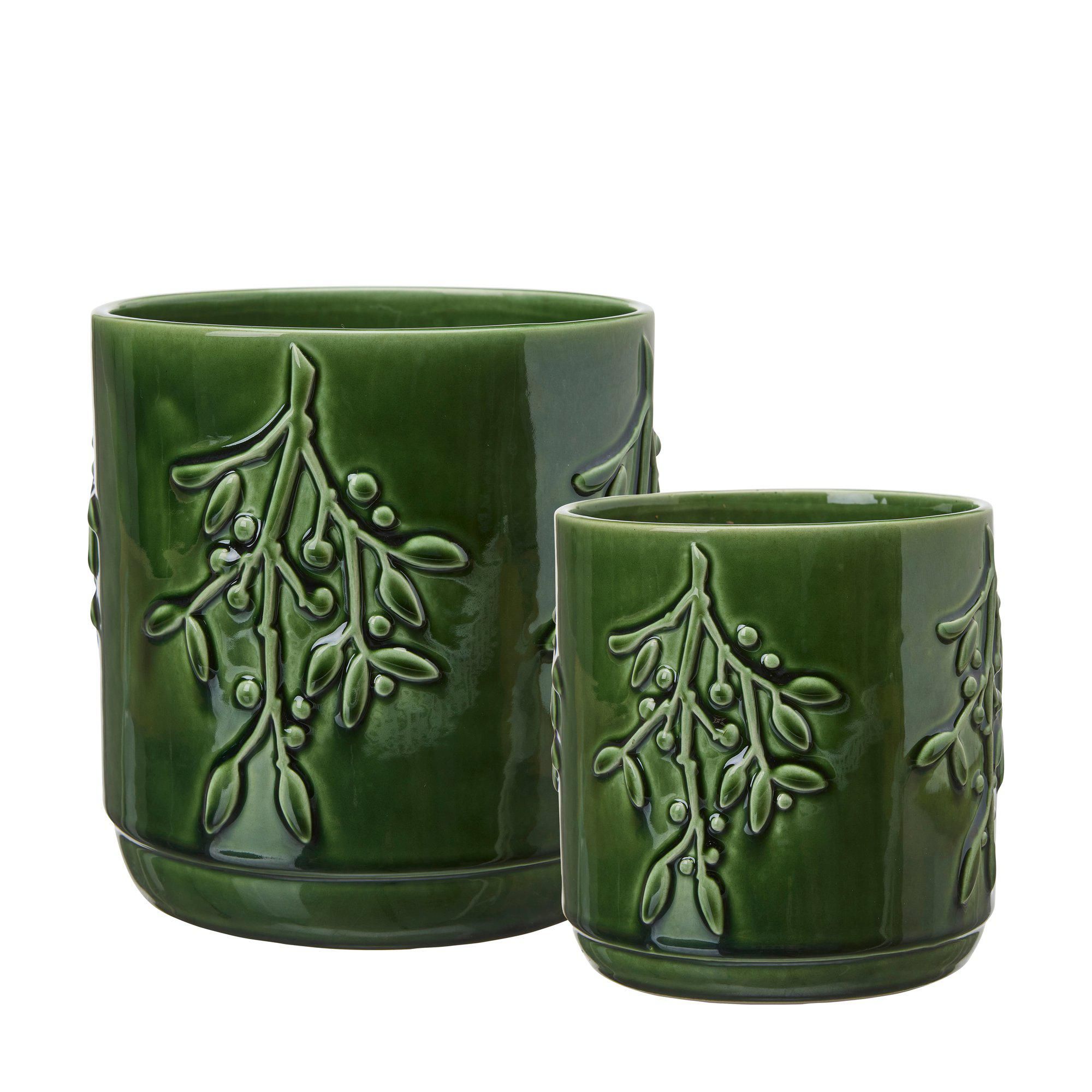 MISTELTOE Pot S/2 Green Melange - Green Melange - 17x18 13x14cm