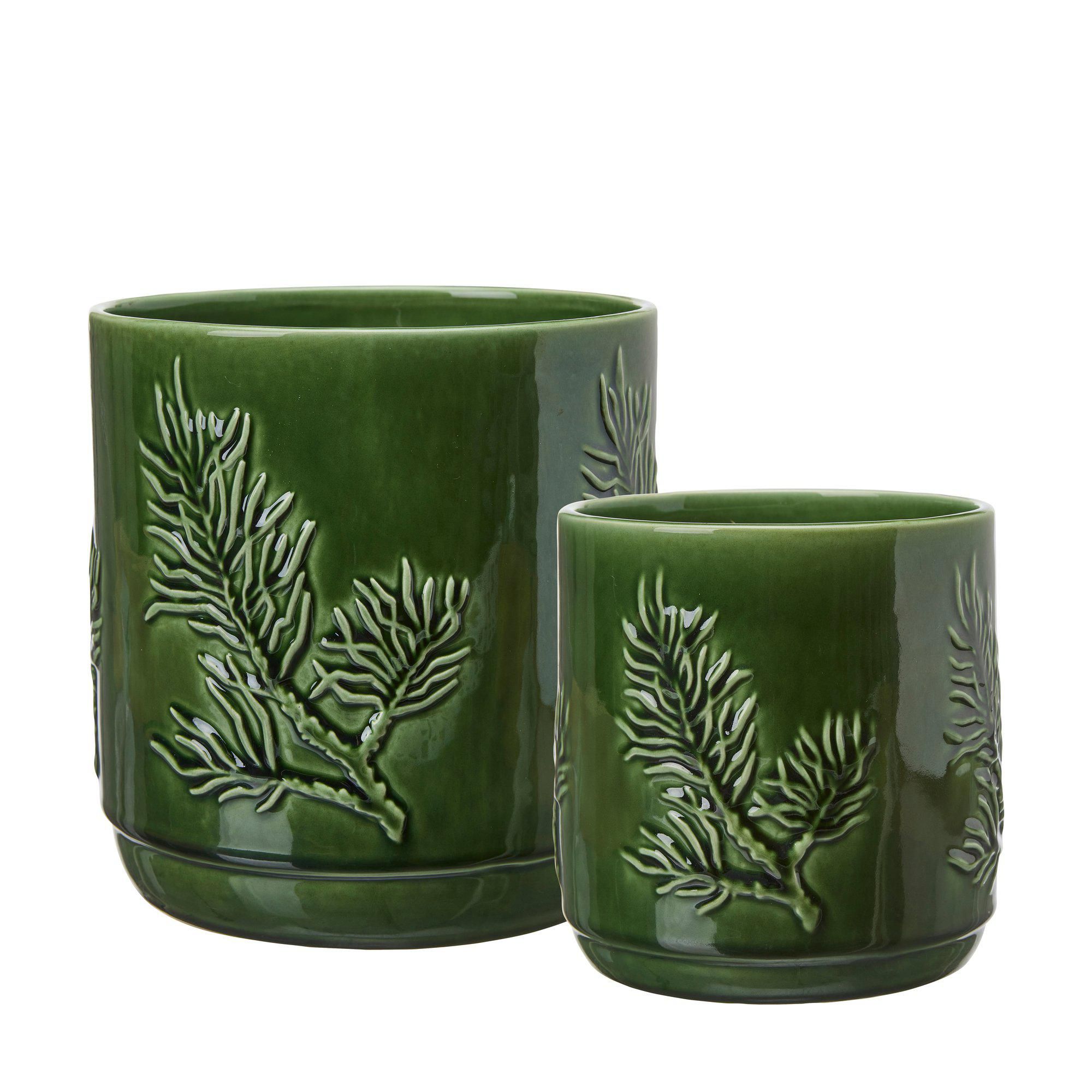 PINE Pot S/2 Green Melange - Green Melange - 17x18 13x14cm