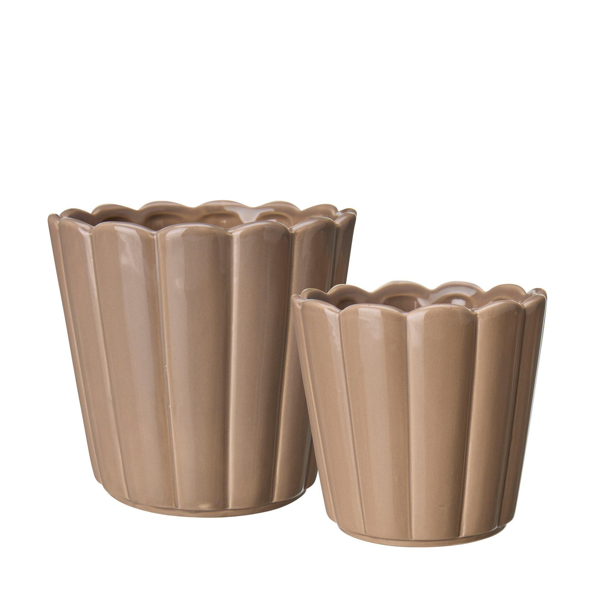 EDNA Pot S/2 Beige - Beige - 17x15 14x13cm