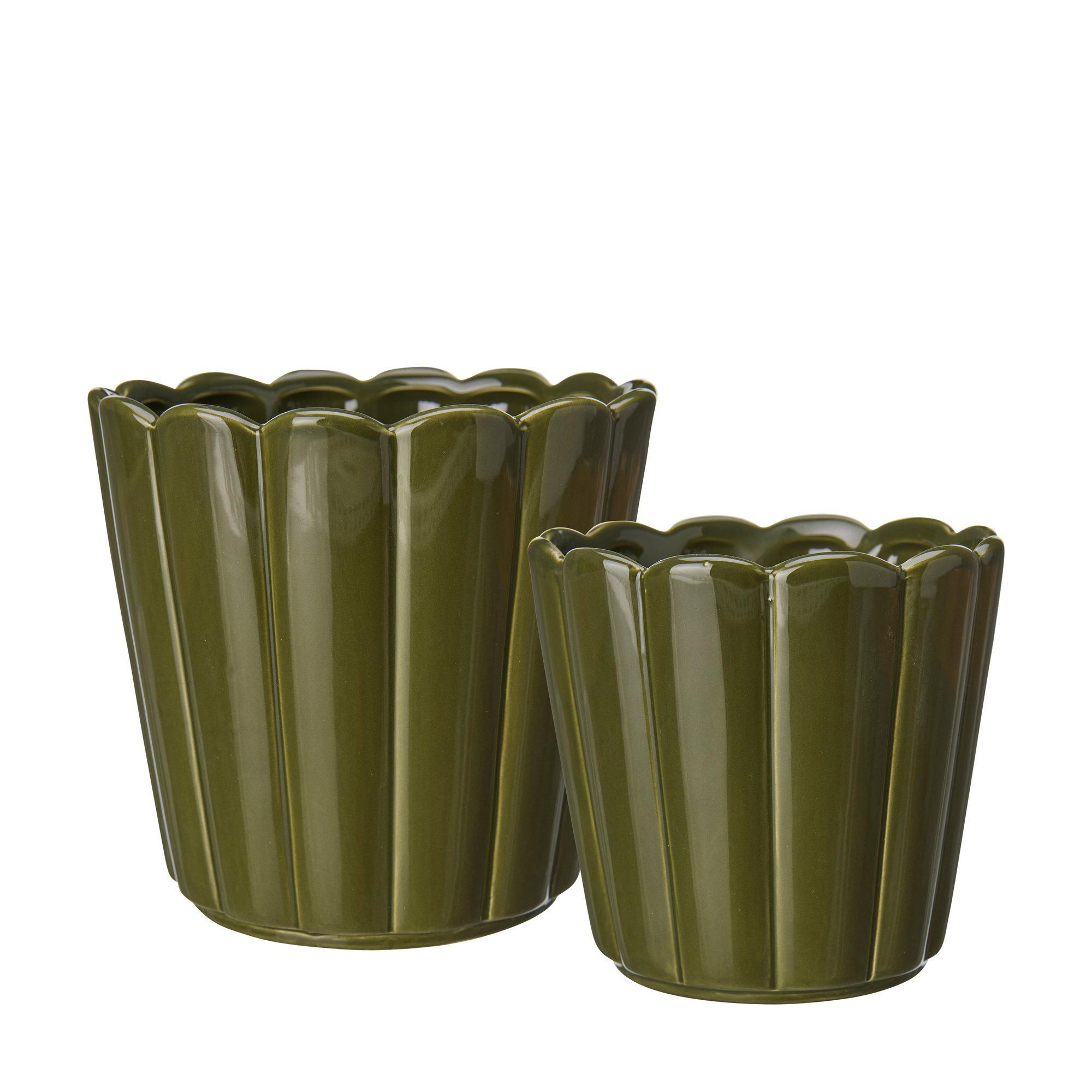 EDNA Pot S/2 Green - Green - 17x15 14x13cm