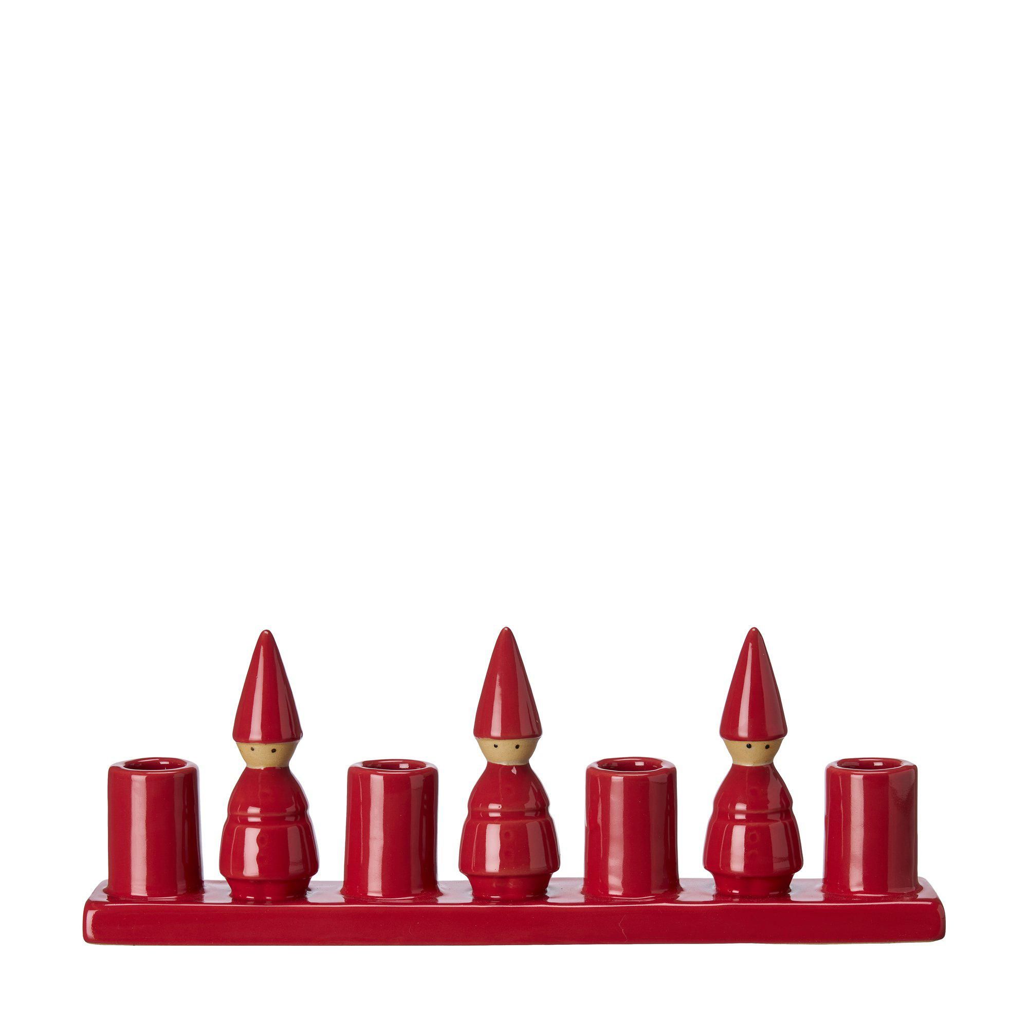 SANTA Candle Holder Red - Red - 31x5x11cm
