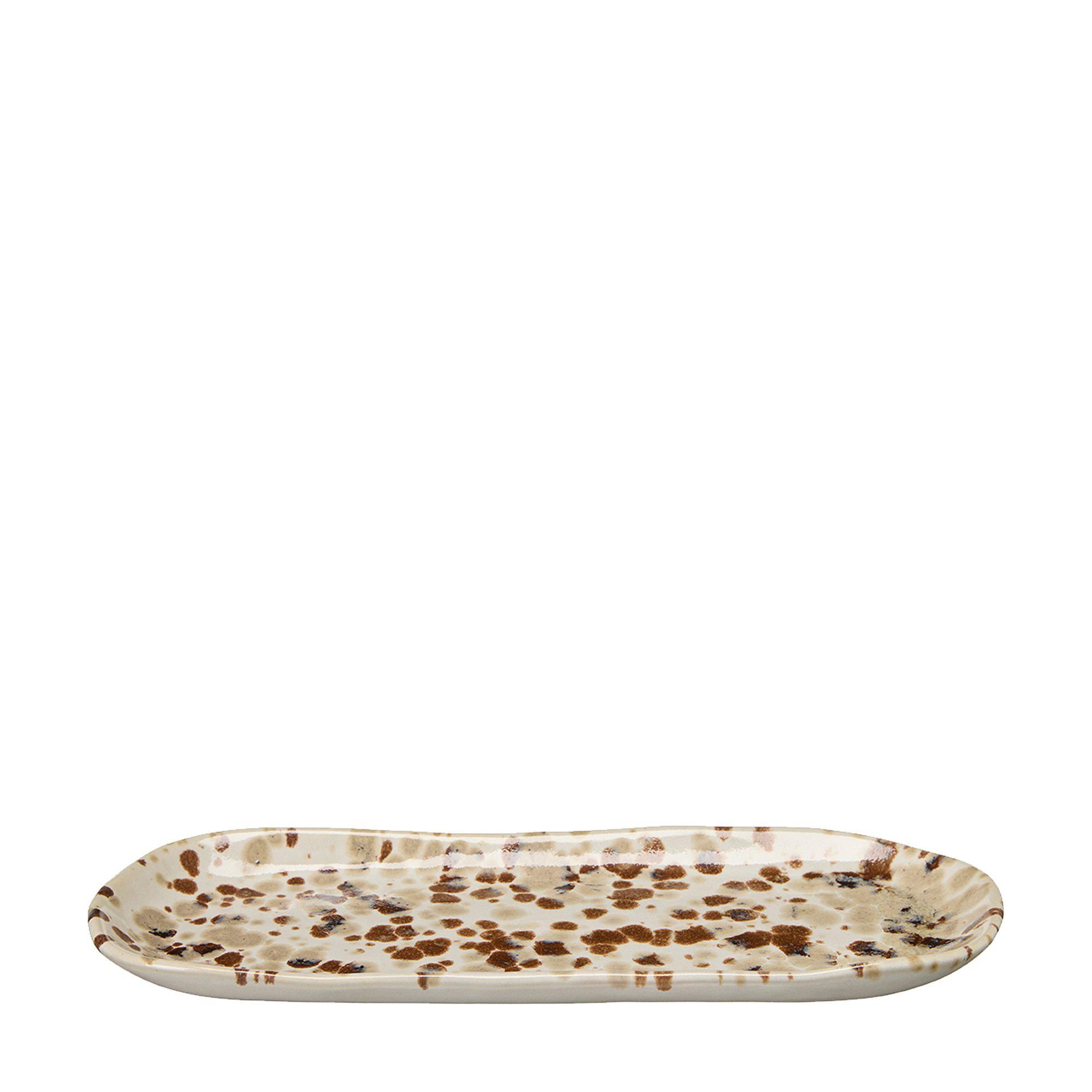 AMANDA Plate Offwhite/Brown Melange - Offwhite/Brown Melange - 29x12x3cm