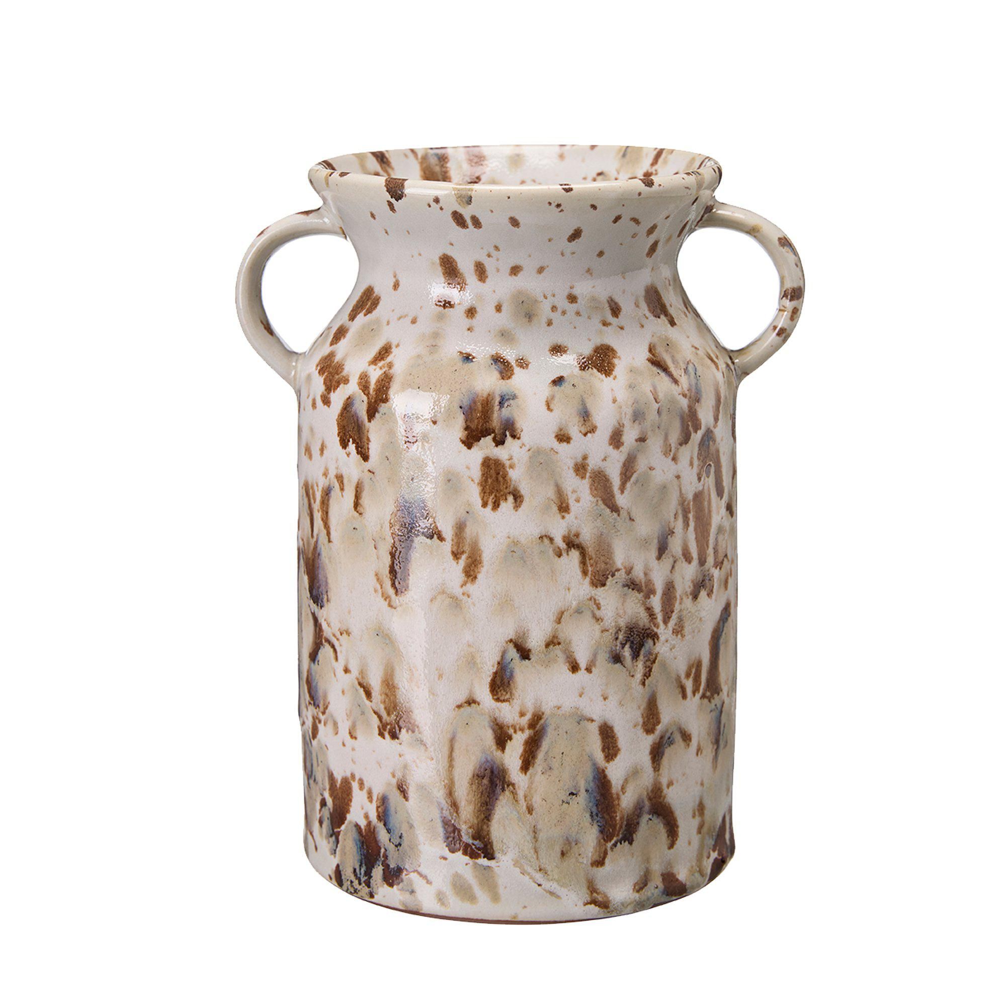 AMANDA Vase Offwhite/Brown Melange - Offwhite/Brown Melange - 15x11x19cm